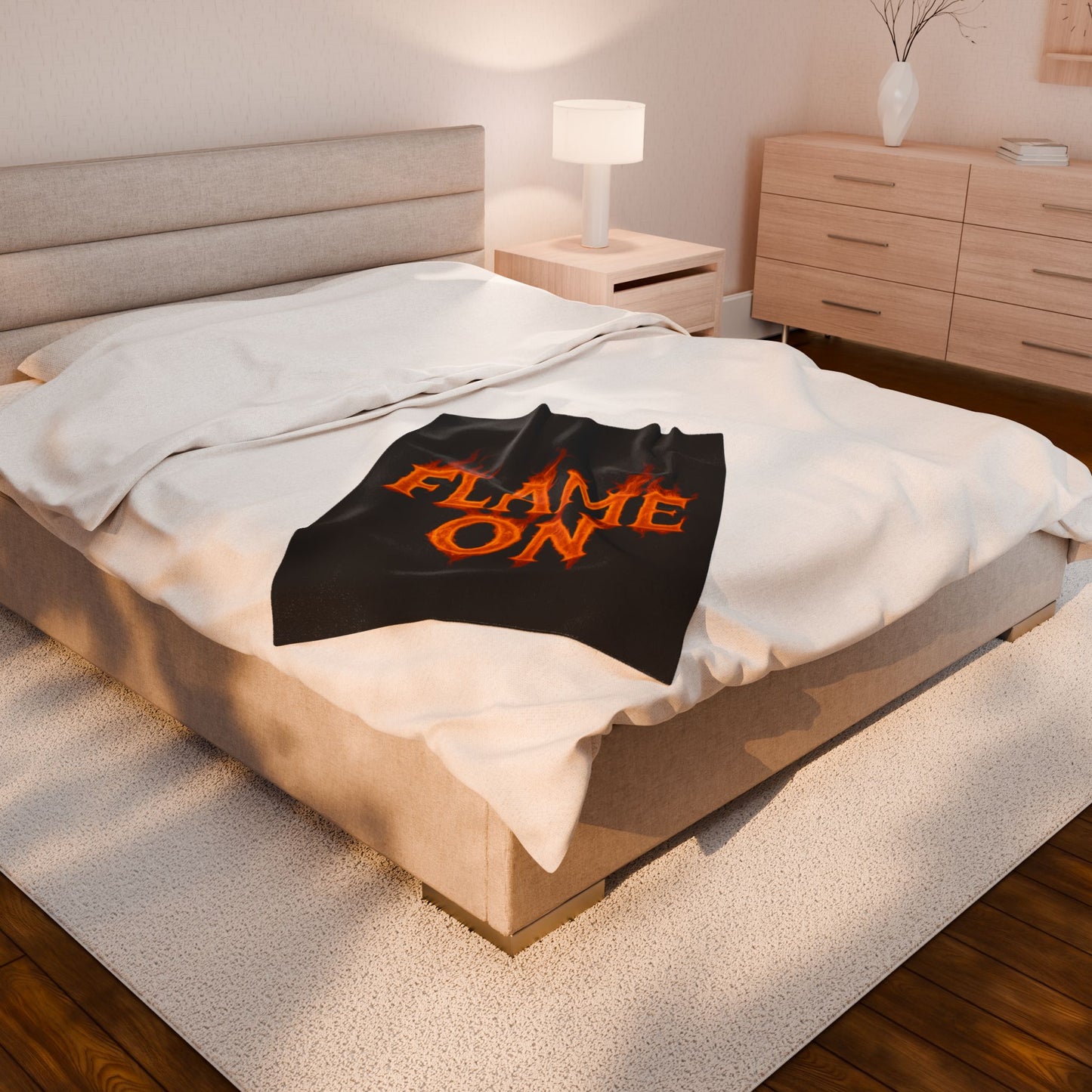 Flame On Fire Typography Blanket - Bold Flame Text Fleece Throw for Comic Fans, Cozy Fire Aesthetic Decor, Hero-Inspired Bedding Gift