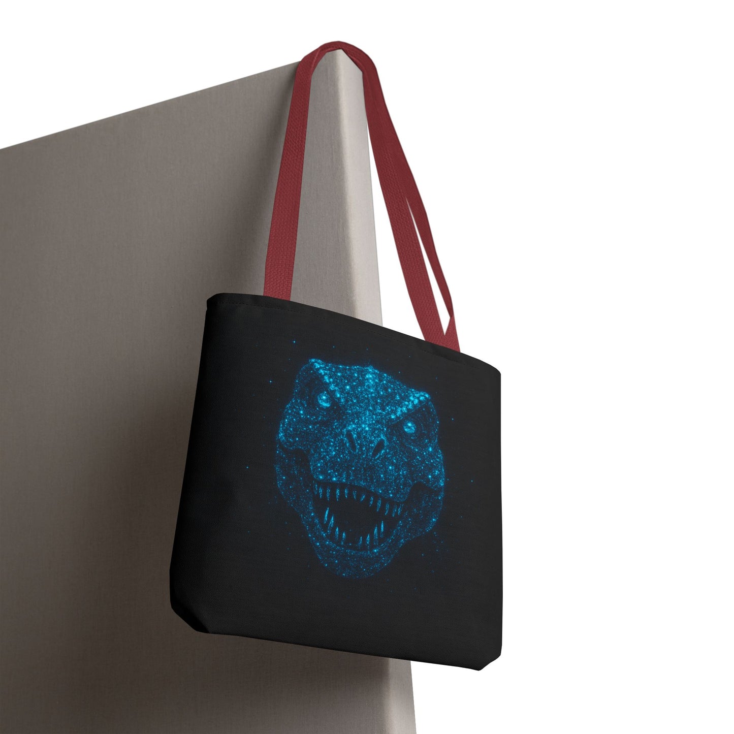 Bioluminescent Dino Tote Bag | Retro T-Rex Galaxy Canvas Shopper - Eco AOP Tote, Ocean Glow Dinosaur Art, Gift for Paleontology Fans