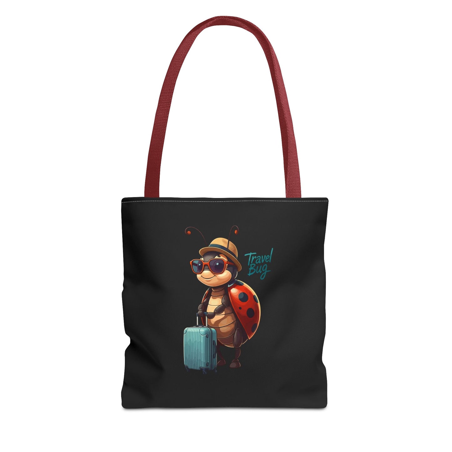 Travel Bug Tote Bag | Cute Ladybug with Suitcase Art Tote – Whimsical Travel Accessory, Aesthetic Canvas Bag | Gift for Travelers
