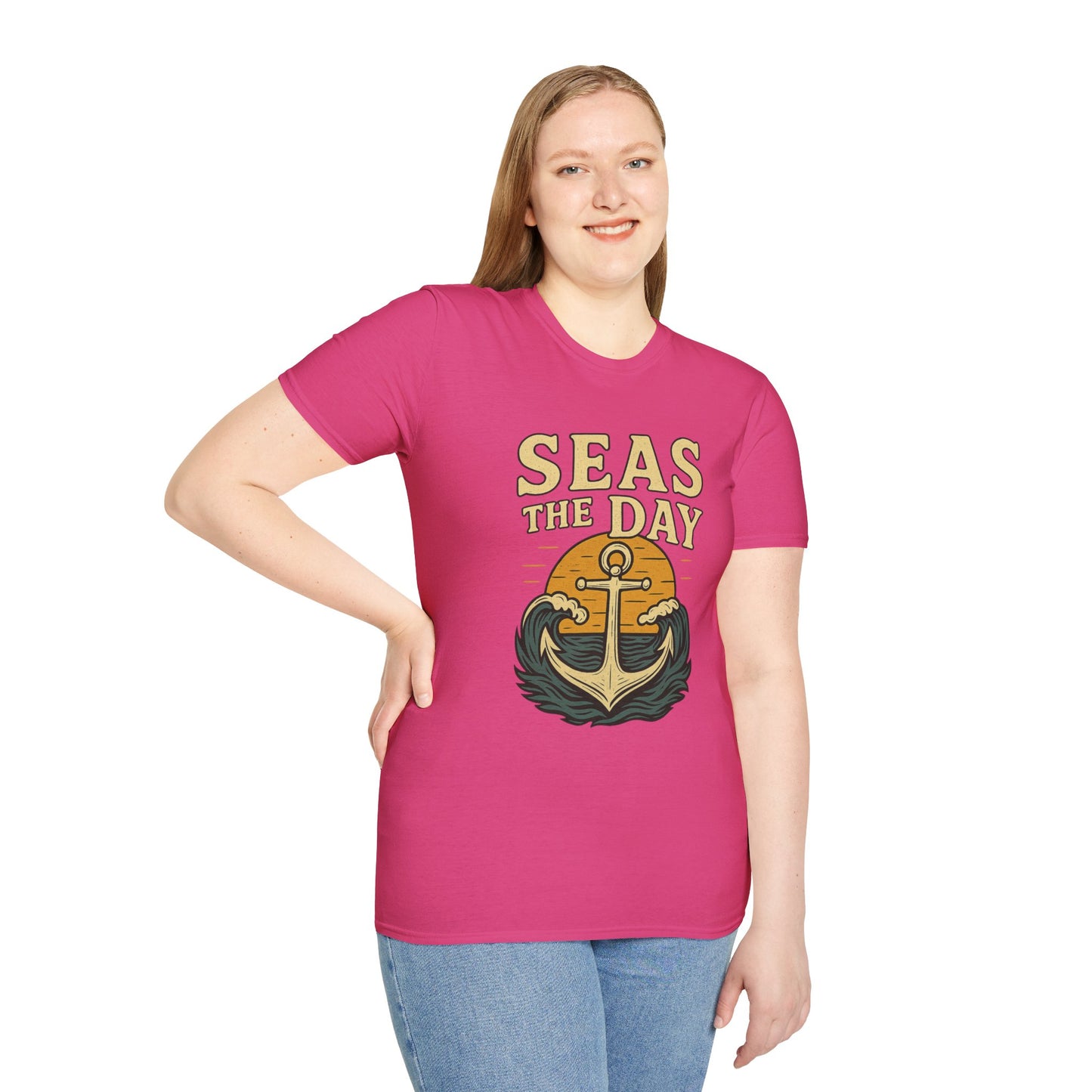 Seas the Day Shirt – Nautical Anchor Ocean Tee | Coastal Beach Graphic T-Shirt | Funny Seaside Pun Gift | Unisex Summer Travel Top