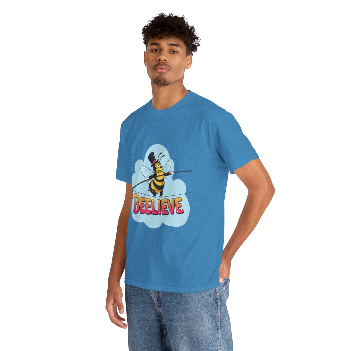 “Beelieve” Bee Pun T‑Shirt | Cute Bee Graphic Tee | Inspirational Pun Shirt | Funny Nature Lover Gift | Bee Belief Positive Vibes Tee
