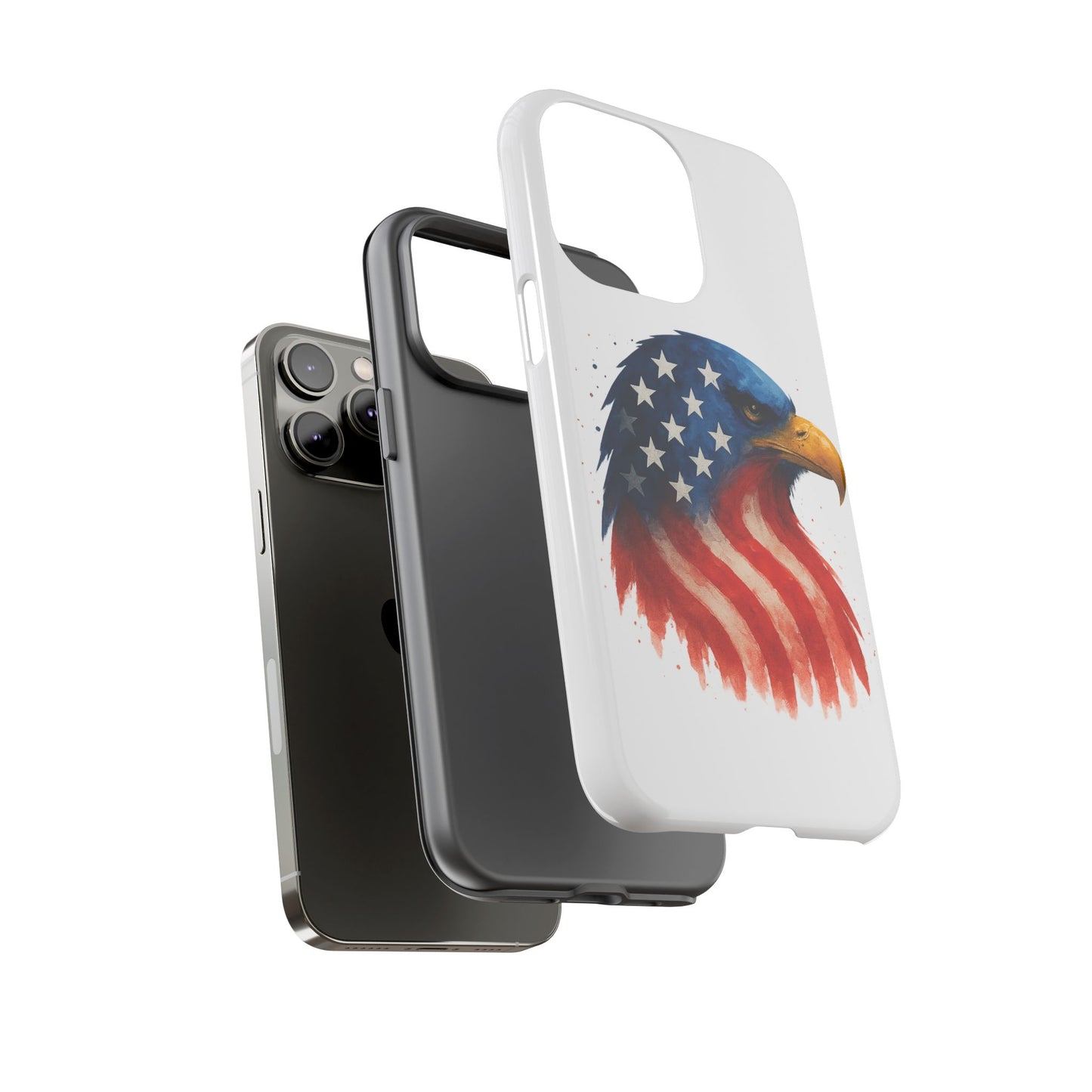 Patriotic Eagle iPhone Case - USA Flag Tough Cover, Dual-Layer Rugged Protection, 4th of July and Veteran Gift