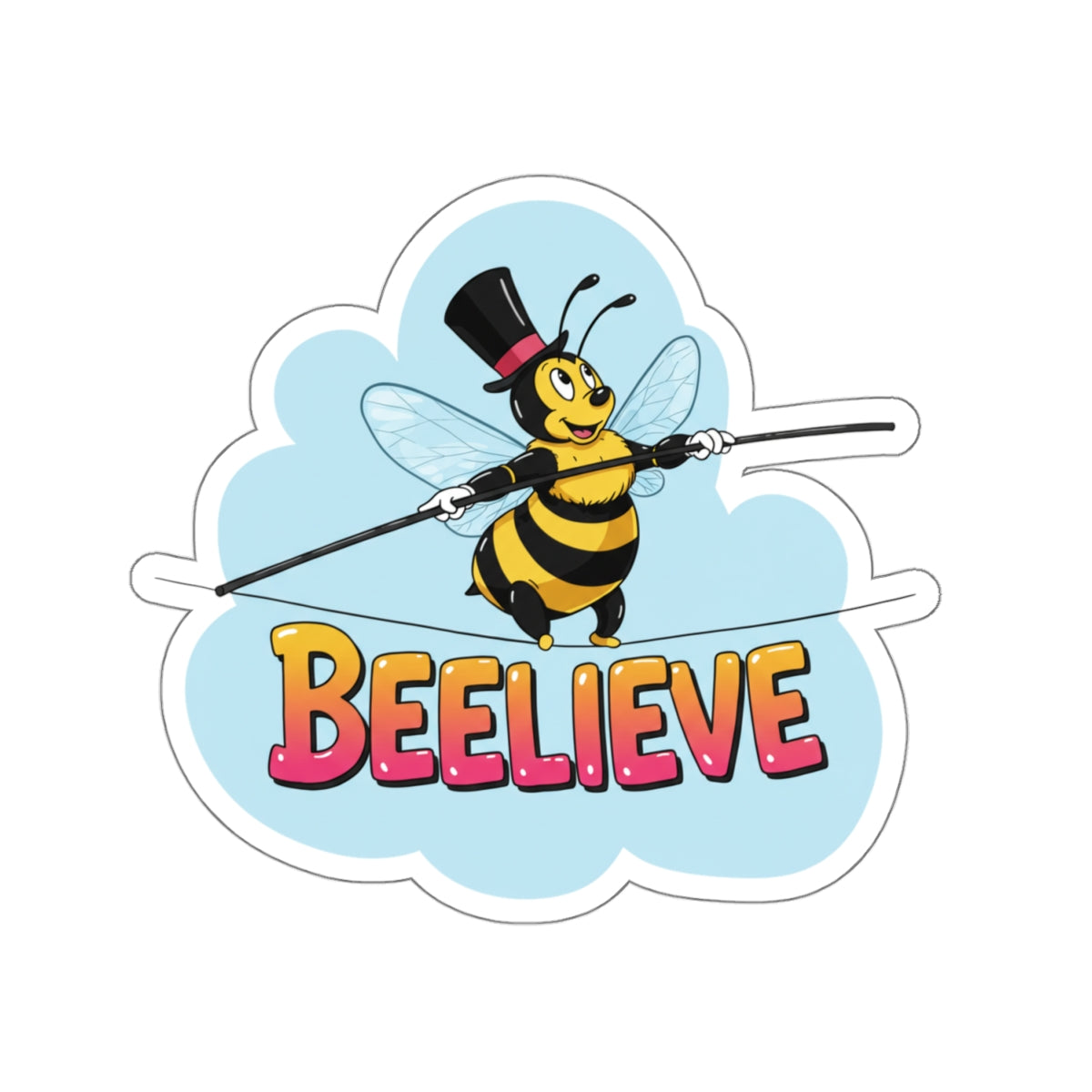 Sticker - Bee Crossing Tightrope Beelieve' Pun