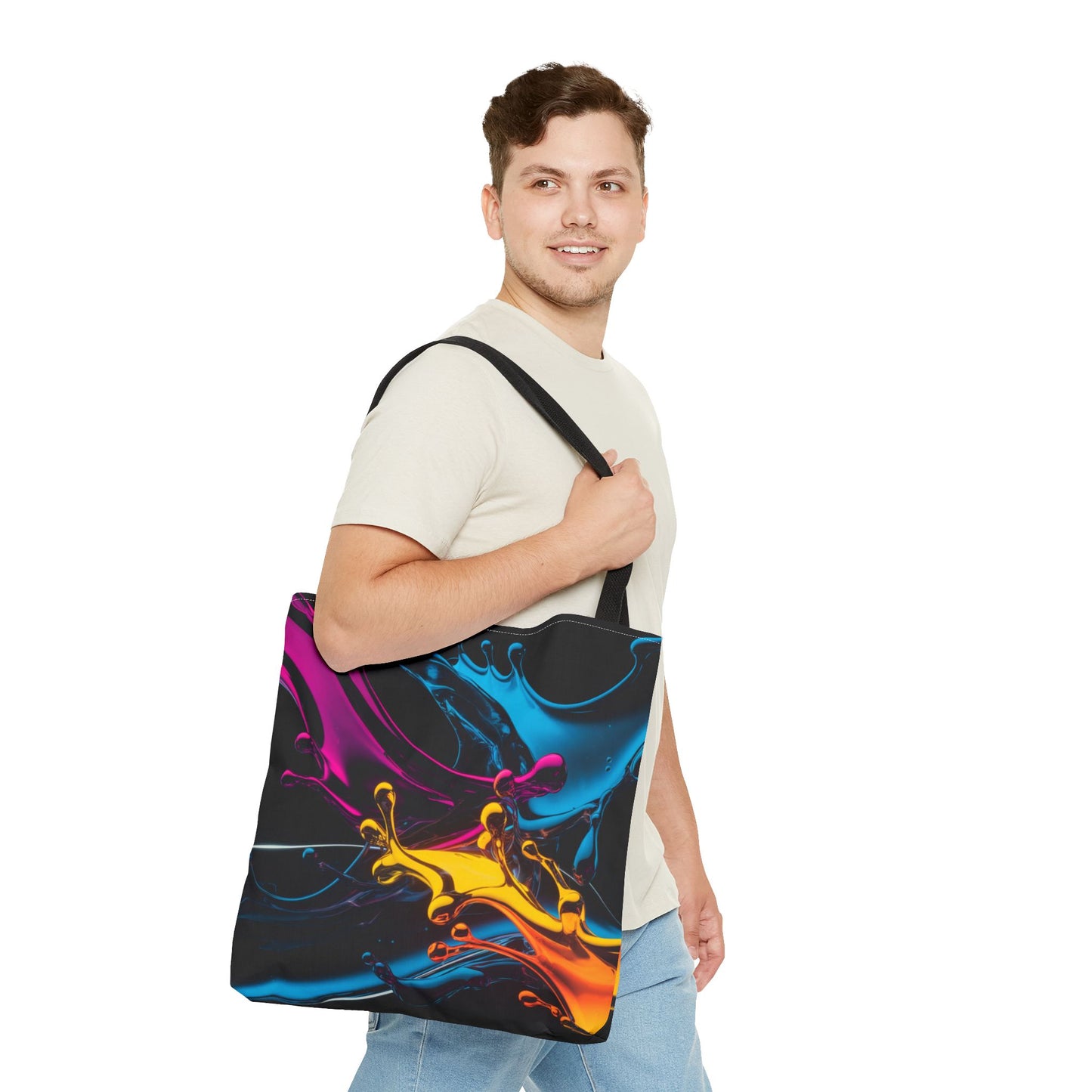 Abstract Neon Splash Tote Bag, Vibrant Colorful Art Bag, Reusable Shopping Bag, Modern Everyday Carryall, Bright Aesthetic Gift For Her