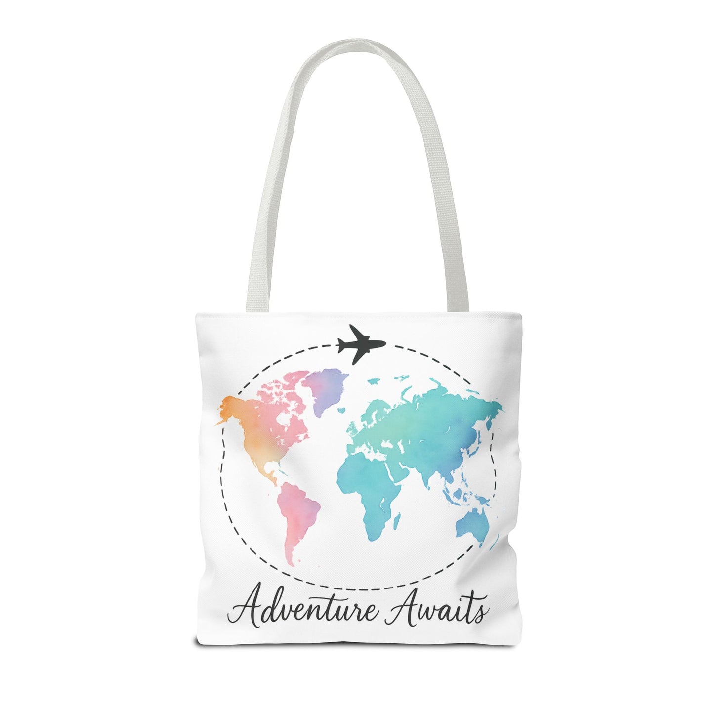 Adventure Awaits Watercolor World Map Tote Bag | Travel Canvas Tote | Wanderlust Gift, Beach, Camping, Airport Carryall, Eco-Friendly