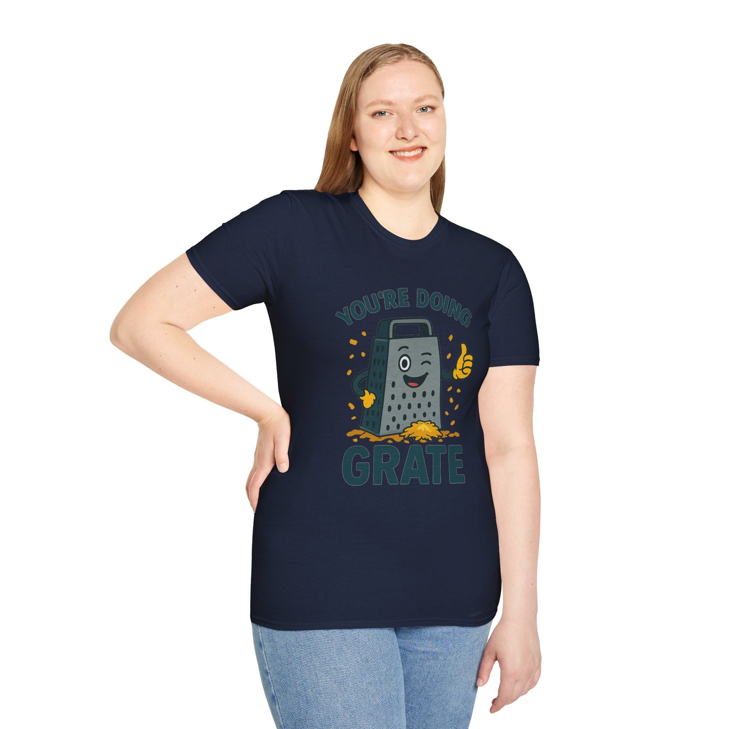 You’re Doing Grate Funny Cheese Grater Pun T-Shirt | Cute Kitchen Humor Graphic Tee | Encouragement Gift for Food & Pun Lovers