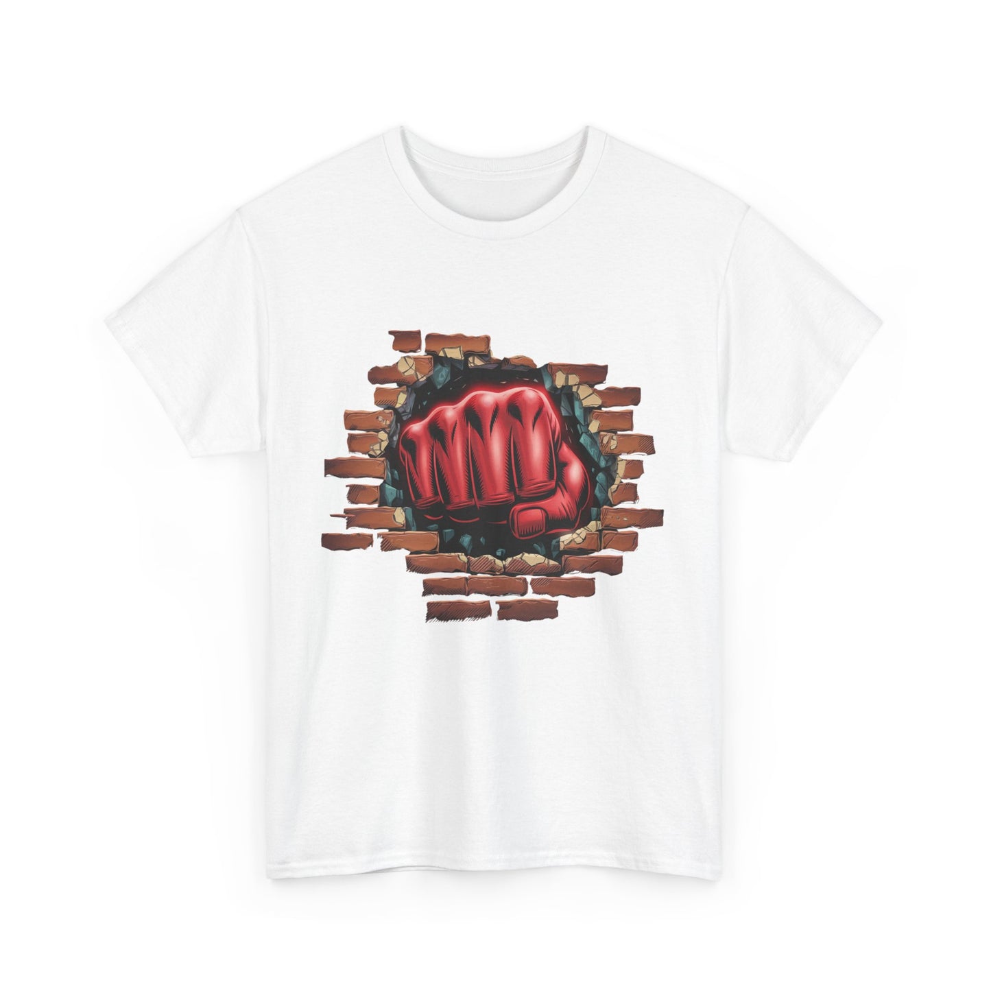 Impact Fist Graphic T-Shirt – Punch Through Brick Wall Design | Bold Streetwear Tee for Fighters, Gym & Edge-Lovers