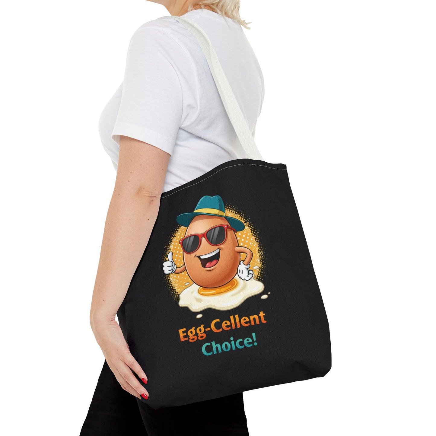 Tote Bag: Egg-Cellent Choice Thumbs Up Pun Design
