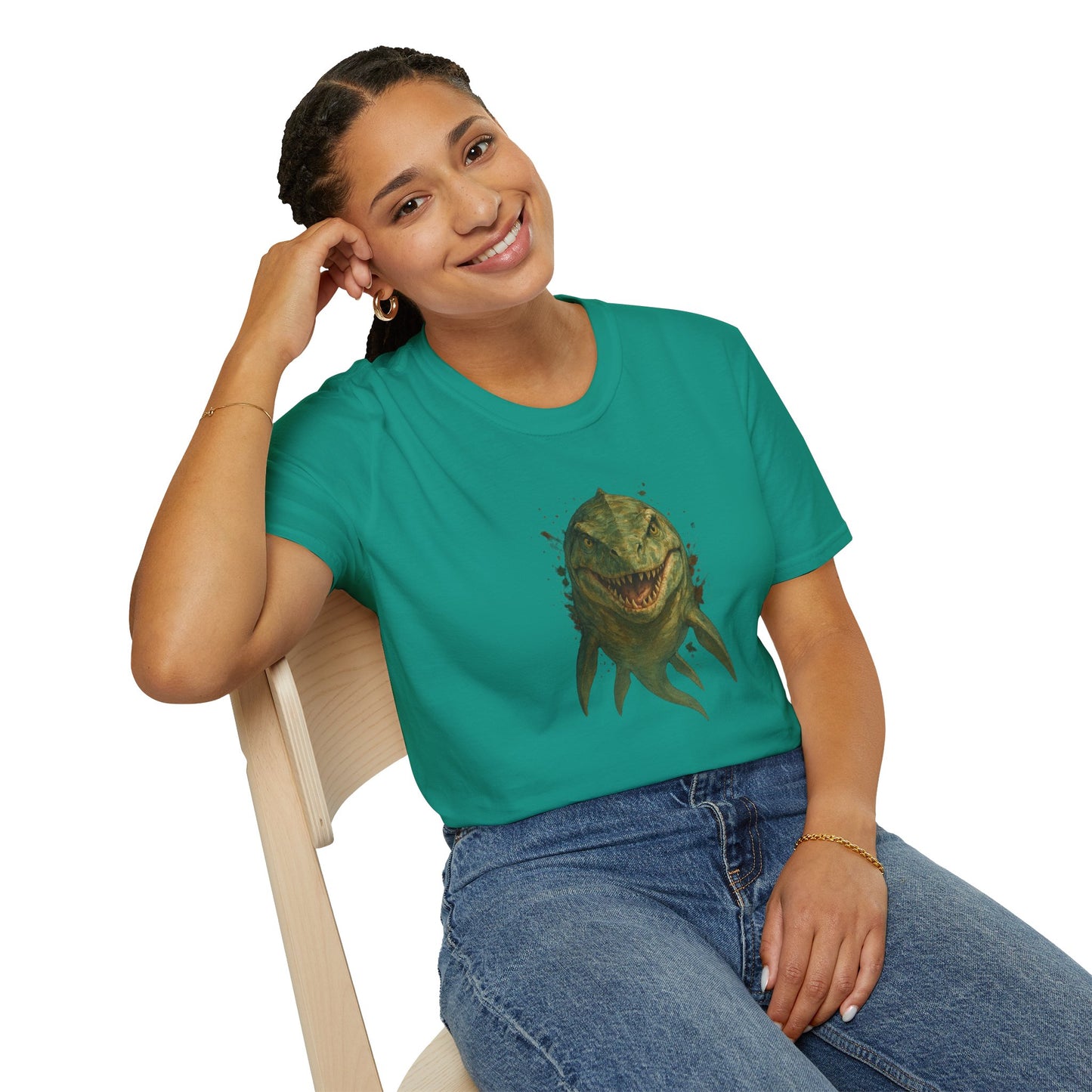Watercolor Mosasaurus T-Shirt | Prehistoric Sea Dinosaur Tee | Fossil Lover Gift | Unisex Cotton Graphic Shirt Jurassic Tee