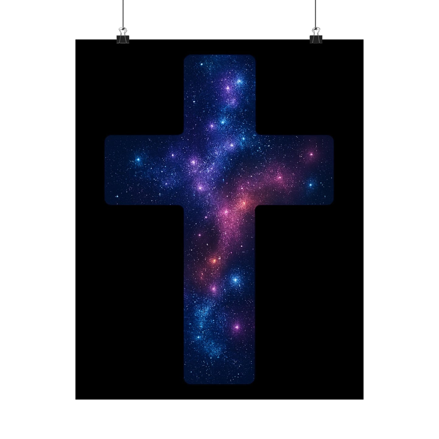 Vertical Poster - Galactic Cross Design Christian Poster Spiritual Decor Religious Art Faith Based Decoration Gift for Believers