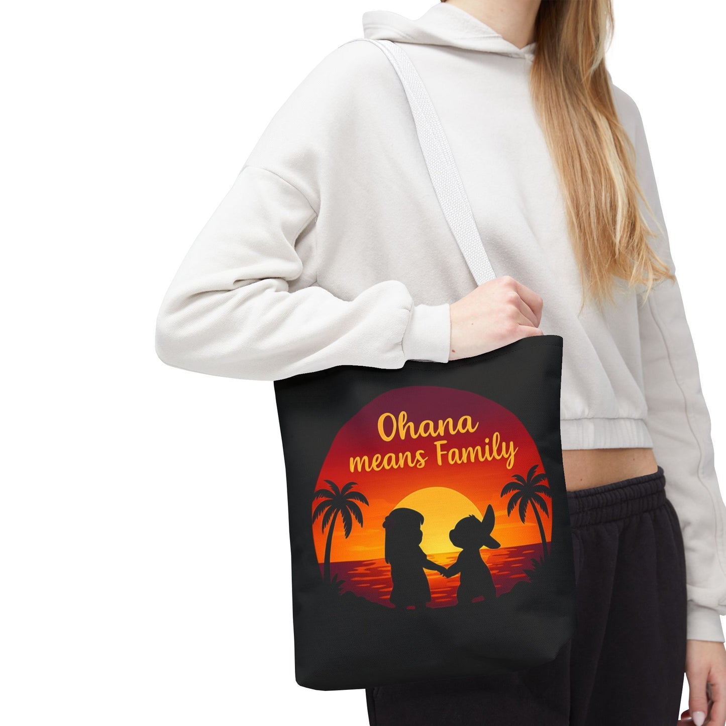 Ohana Means Family Tote Bag – Lilo and Stitch Inspired Bag, Hawaiian Quote, Disney Aesthetic Gift, Reusable Grocery or Beach Bag