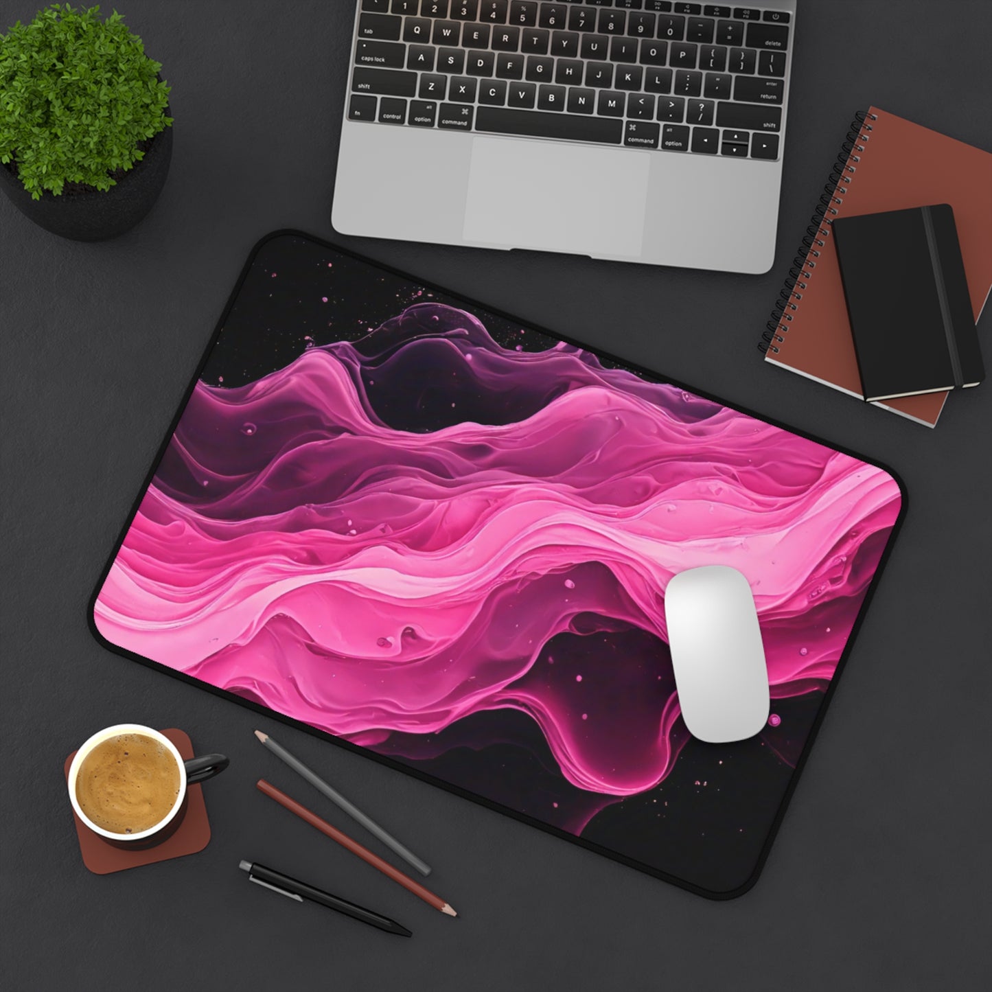 Elegant Pink Wave Desk Mat - Stylish Office Decor for Home & Workspaces