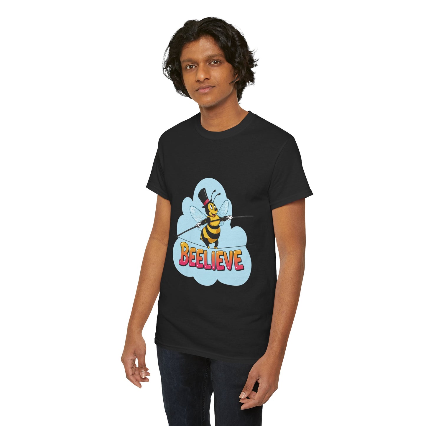 “Beelieve” Bee Pun T‑Shirt | Cute Bee Graphic Tee | Inspirational Pun Shirt | Funny Nature Lover Gift | Bee Belief Positive Vibes Tee