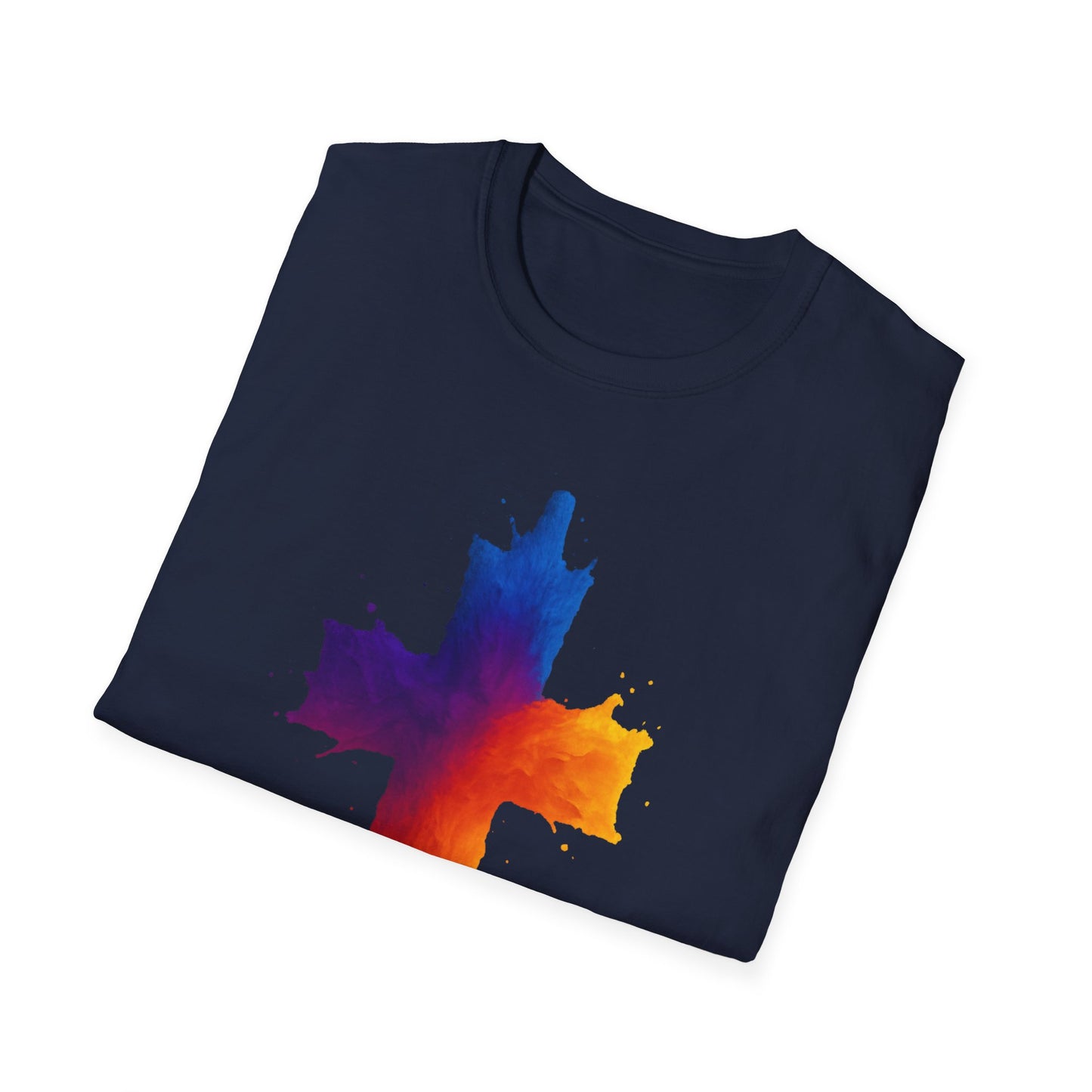 Colorful Abstract Cross T‑Shirt | Bold Grunge Paint Splatter Christian Tee | Unique Vibrant Gift | Inspirational Faith Graphic Shirt