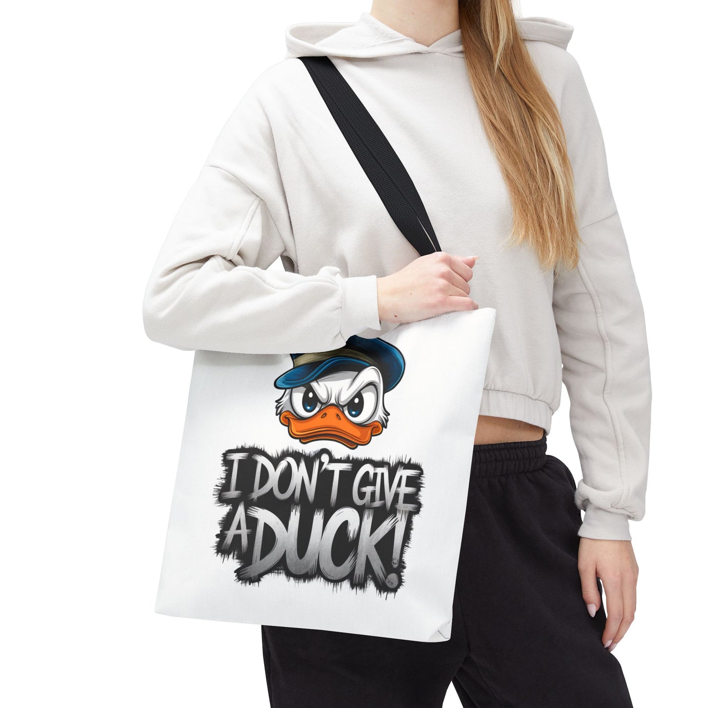 Funny Grumpy Duck Tote Bag | I Don’t Give A Duck Canvas Tote | Eco Reusable Cotton Gift Tote | Cute Animal Humor Market Bag
