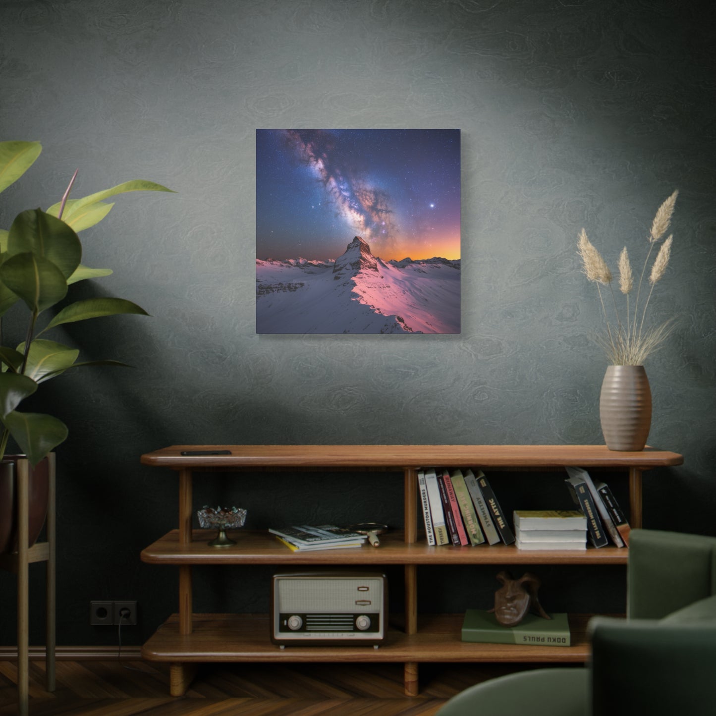 Canvas Art Mountain Top and Milky Way Galaxy View Space Canvas Starry Art with a View