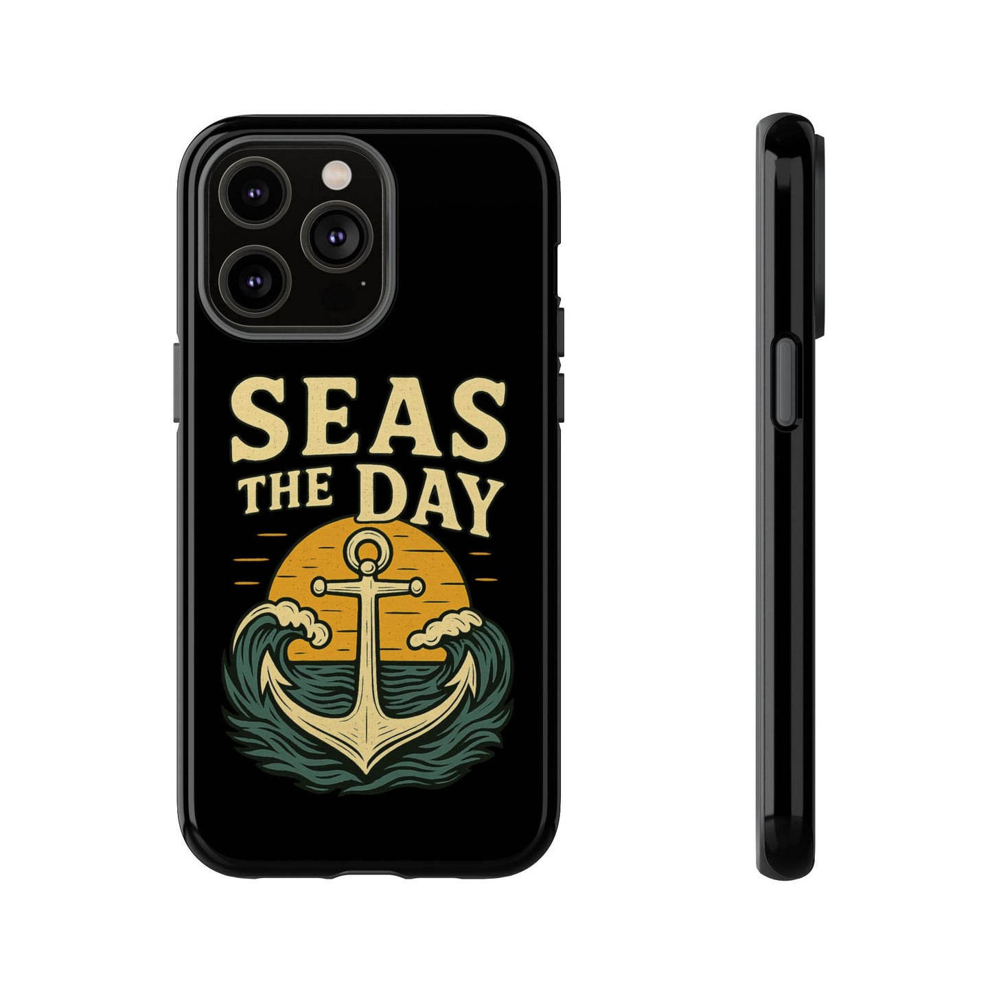Seas the Day iPhone Case – Nautical Anchor Phone Cover – Ocean Pun Gift – Beach Lover iPhone Accessory – Summer Adventure Phone Case