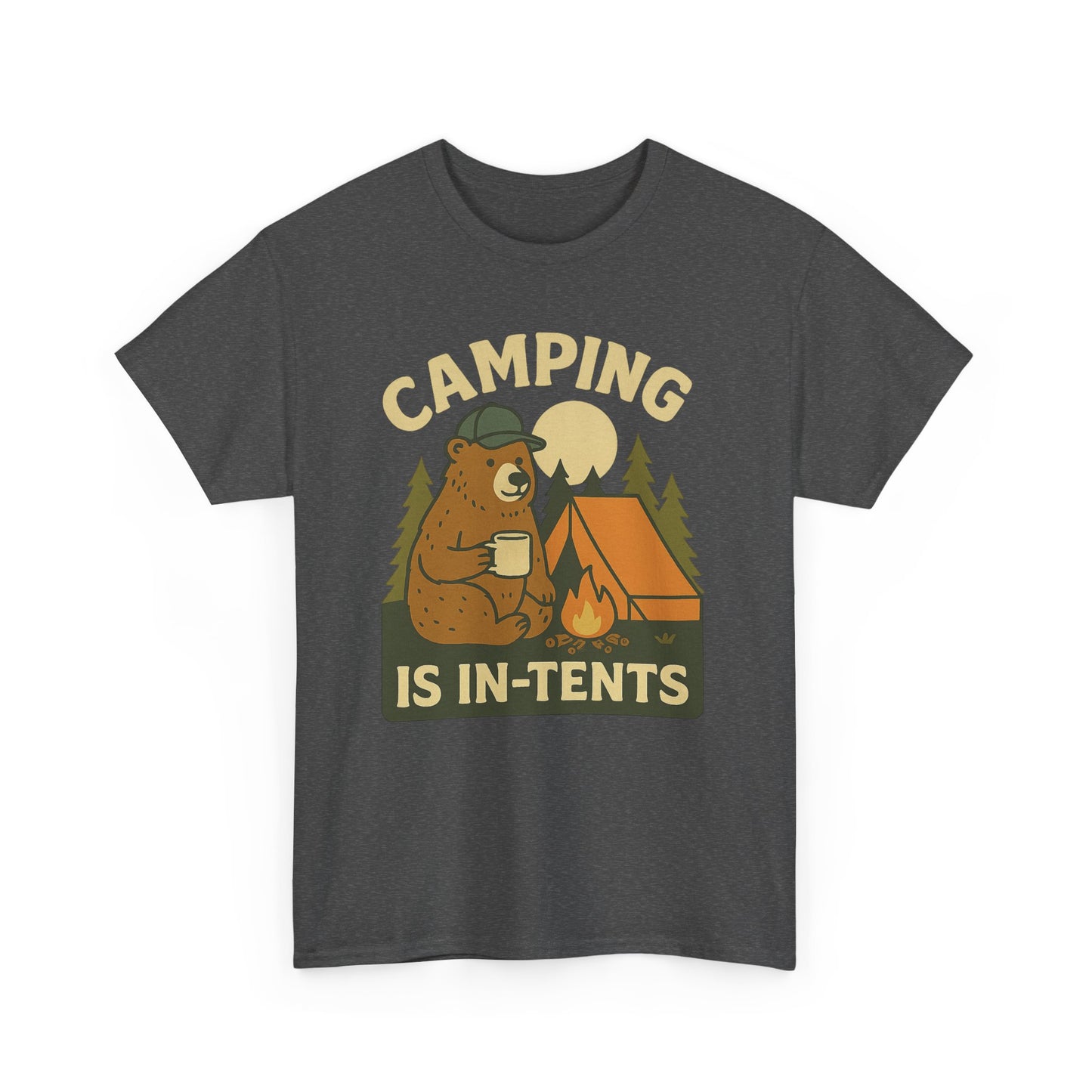 Camping Is In-Tents Funny Bear Camping Tee - Cute Outdoorsy Pun Shirt - Retro Campfire Graphic, Nature Lover Gift, Unisex Adventure Apparel