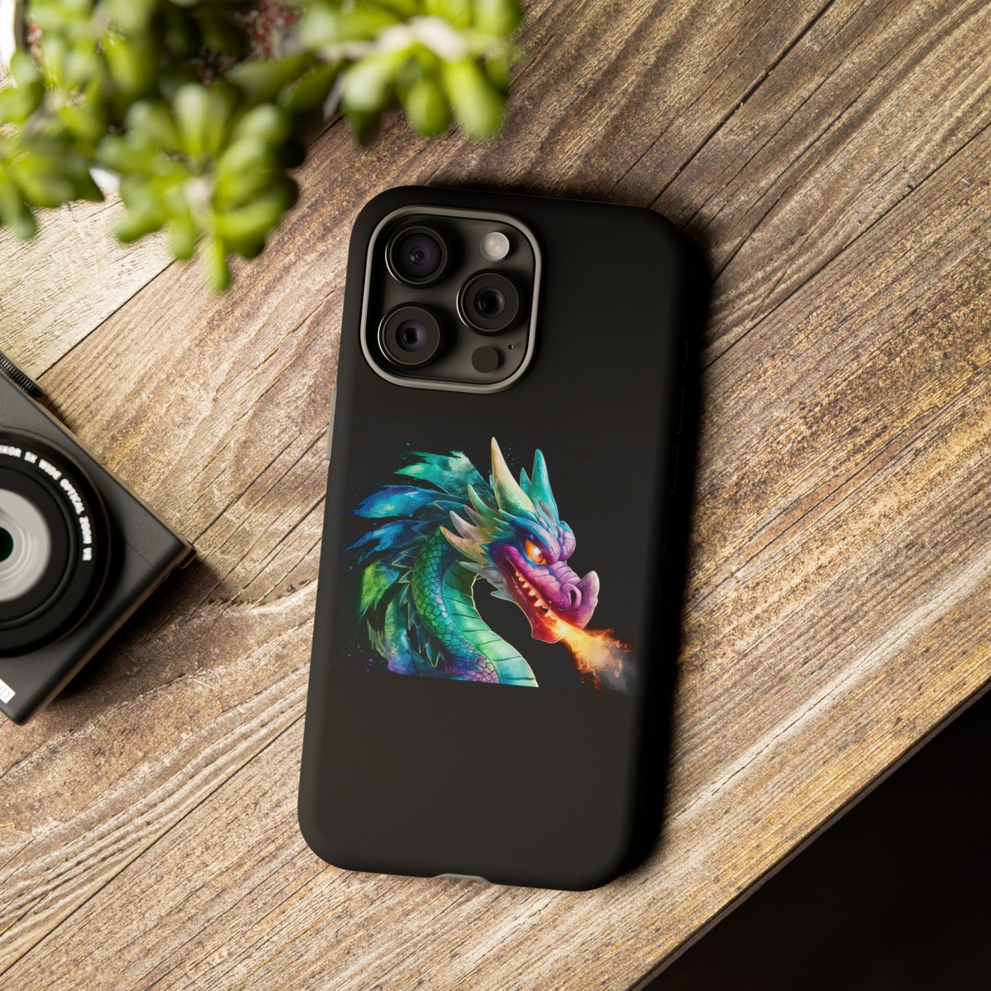 Dragon iPhone Case - Fantasy Fire-Breathing Art Protective Cover - Bookish Dark Academia Aesthetic Gift for Teens and Adults
