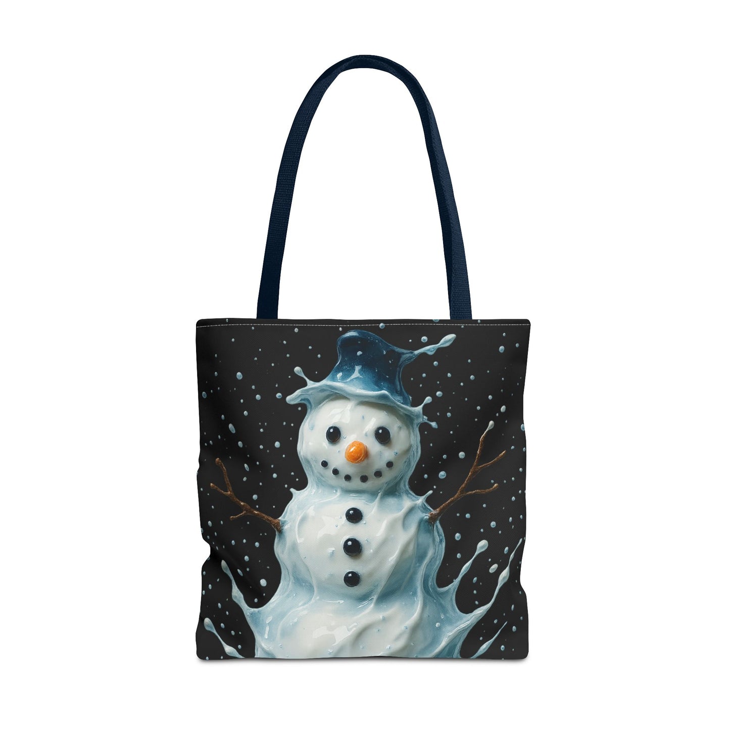 Winter Snowman Tote Bag, Festive Christmas Gift Bag, Holiday Shopping Tote, Snowy Season Accessory, Reusable Winter Art Bag For Everyday Use