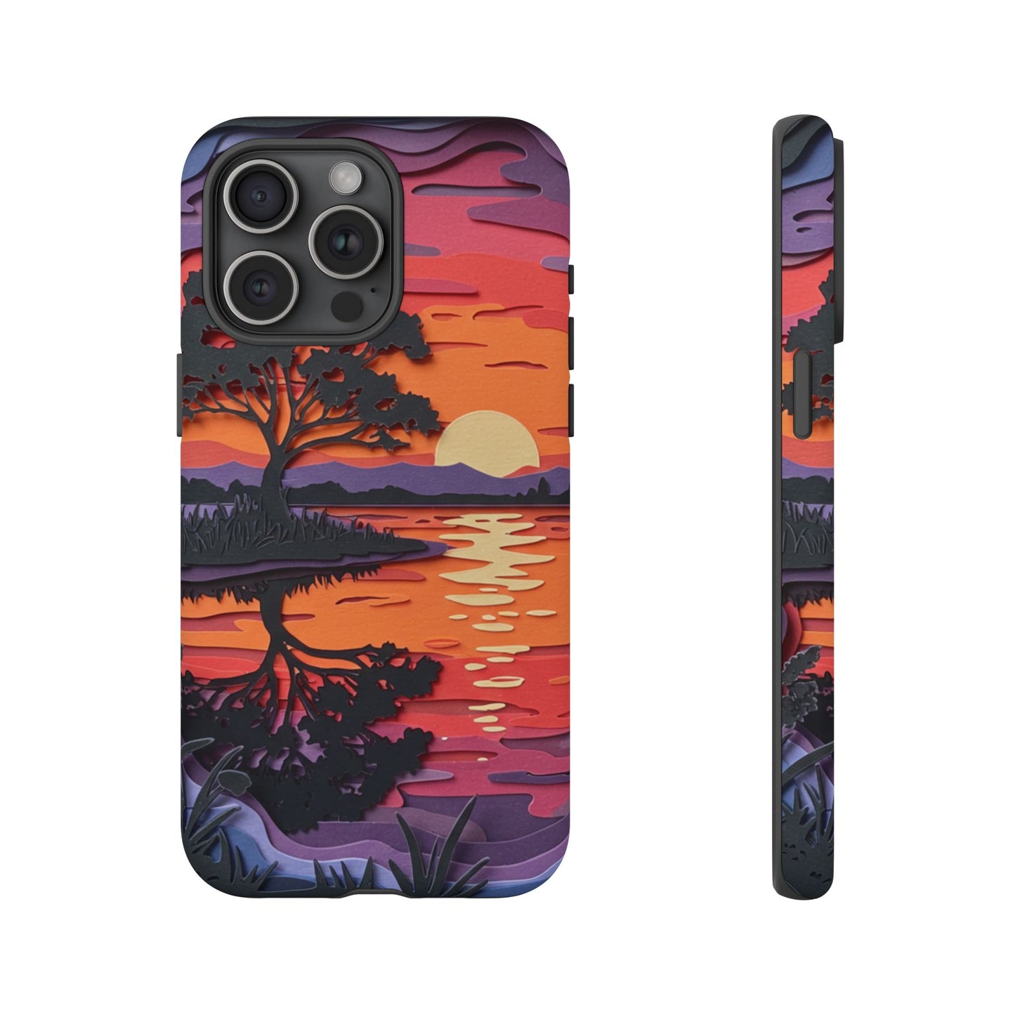 iPhone Case - Colorful Paper Art Sunset Design
