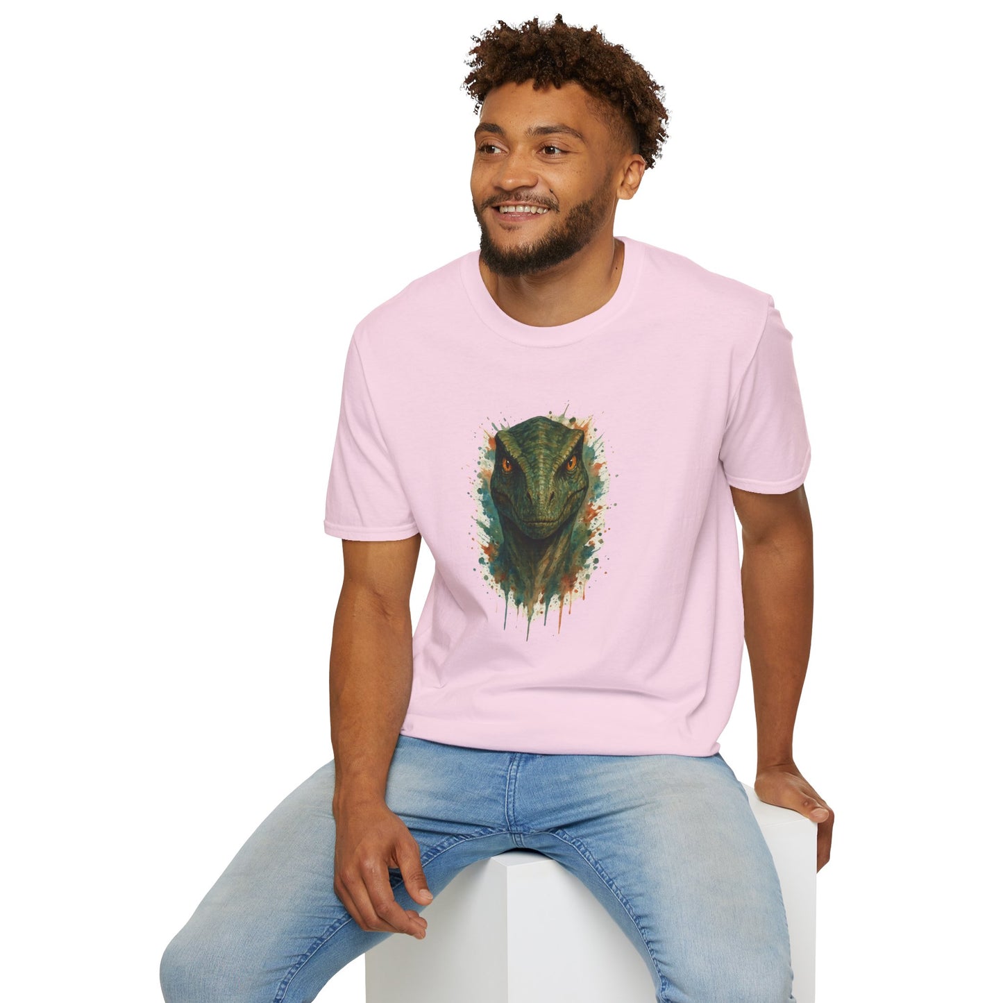Watercolor Velociraptor T-Shirt | Dinosaur Lover Gift | Artistic Paleo Tee - Unique Dino Art Tee for Men Women Jurassic Apparel