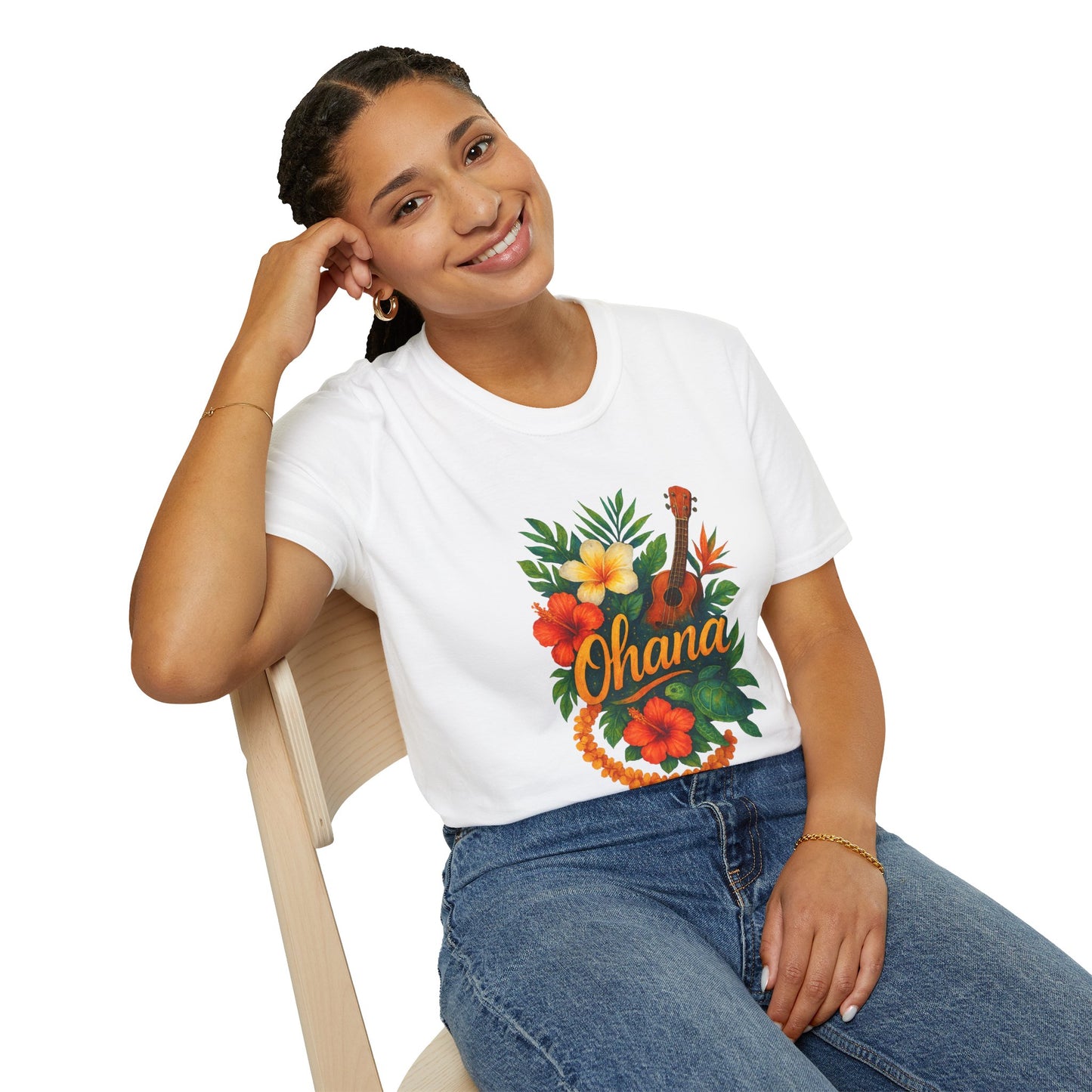 Ohana Hawaiian Shirt | Tropical Family T-Shirt | Luau Vacation Tee | Aloha Summer Shirt | Ukulele Turtle Floral Beach Gift