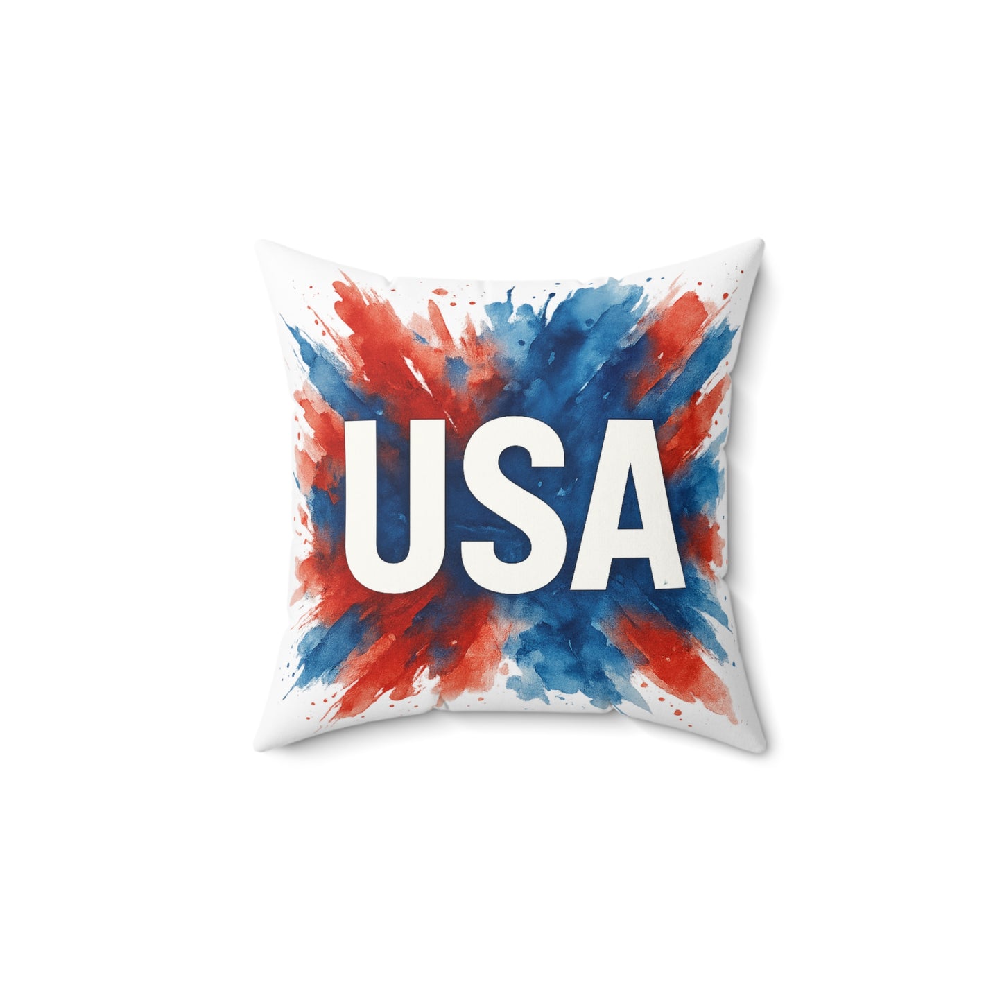 USA Watercolor Throw Pillow - Patriotic Red White and Blue Decor, Double-Sided Cushion, 4th of July Accent, Cover and Insert Included