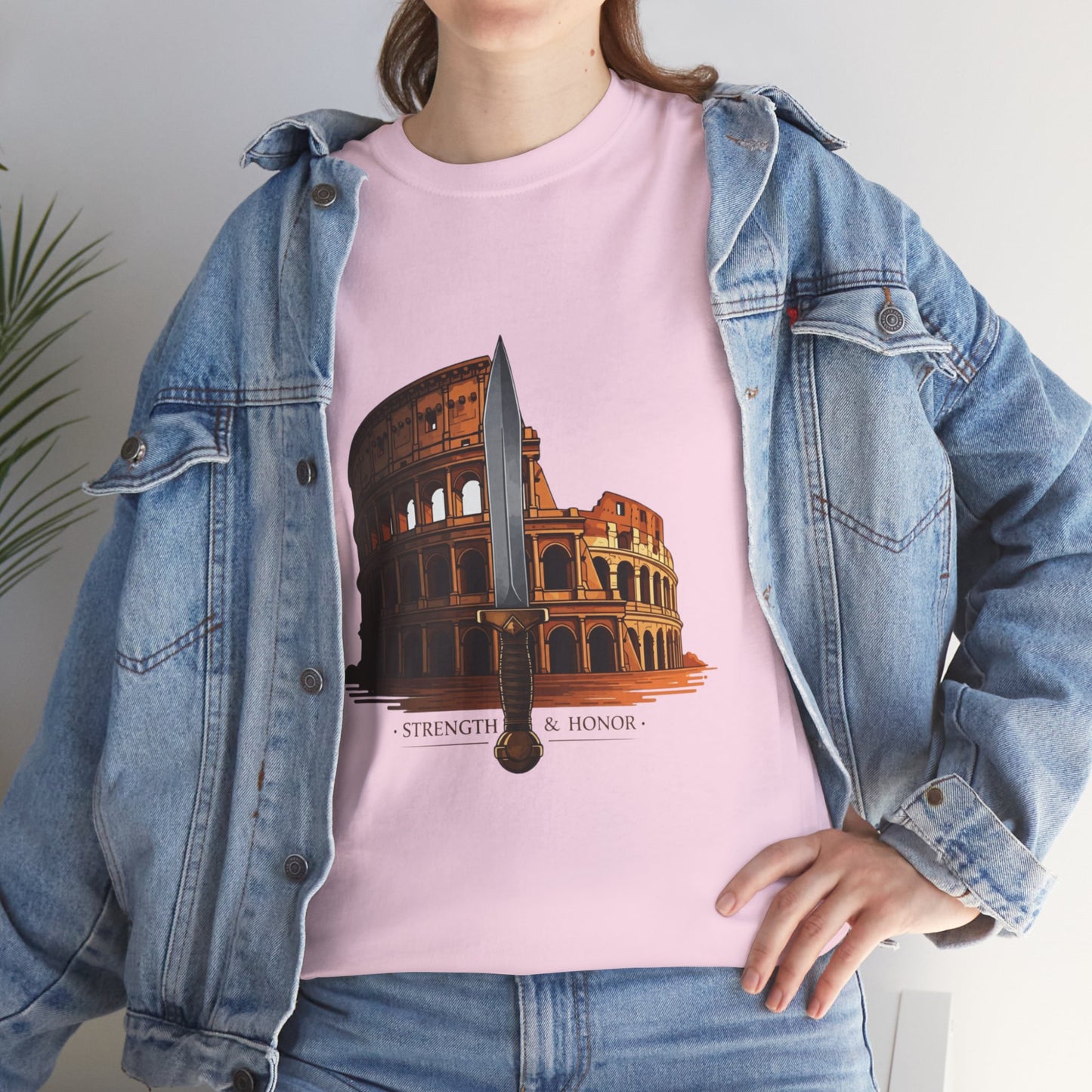 Strength & Honor Gladiator Shirt – Roman Colosseum Sword Graphic Tee – Ancient Rome History T-Shirt for Gladiator & Travel Fans