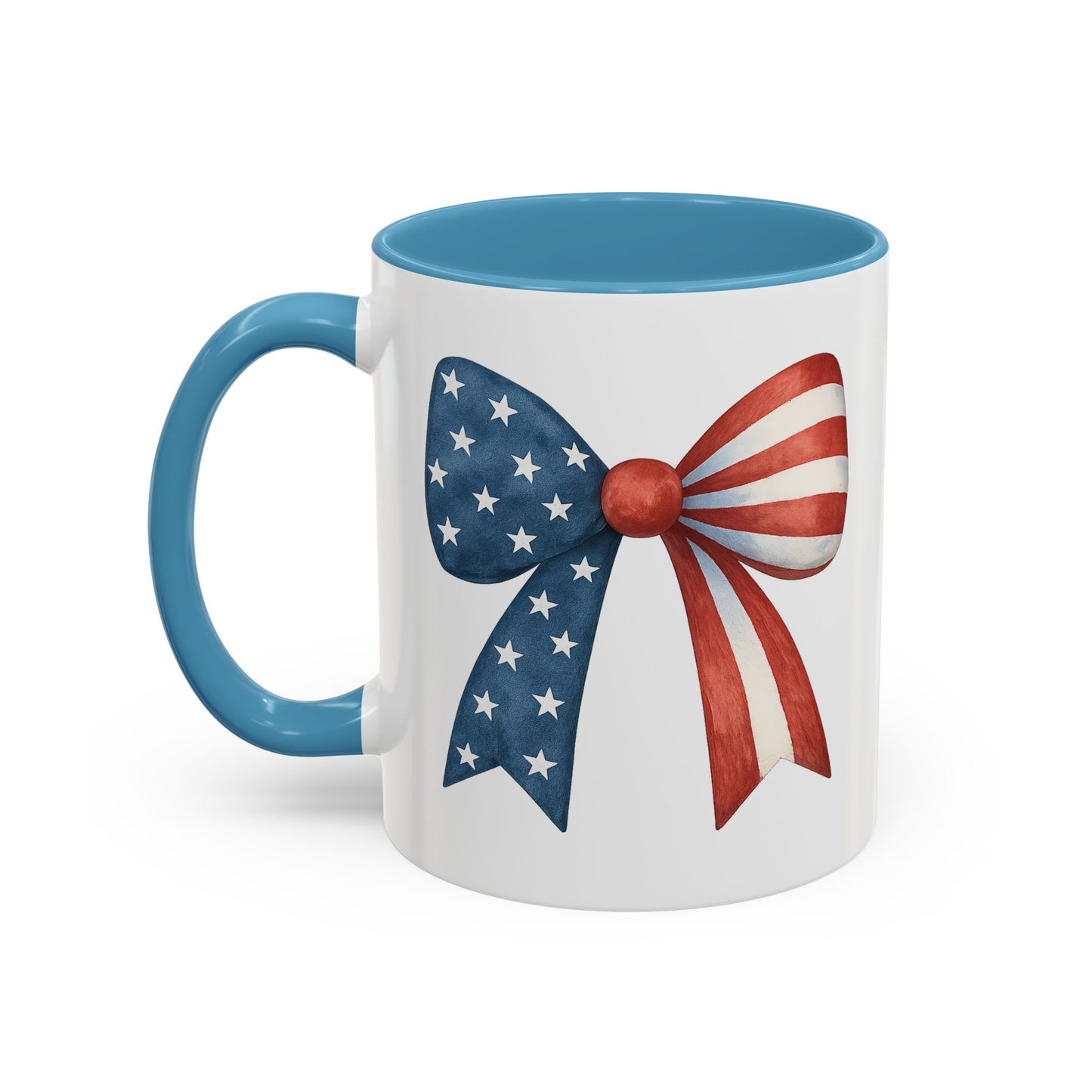 Patriotic Bow Mug | 4th of July Coffee Mug | American Flag Mug | USA Stars Stripes Cup | July 4th Gift Idea | Red White Blue Drinkware