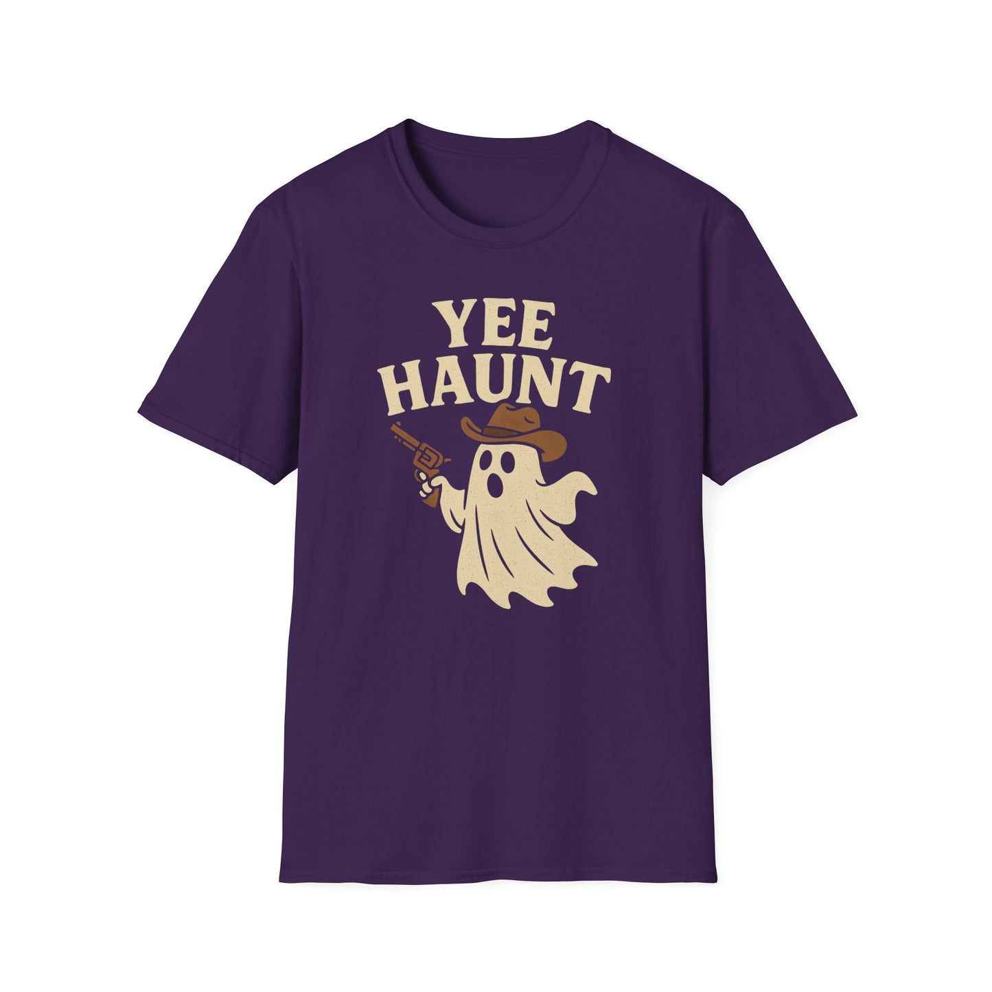 Yee Haunt Ghost Cowboy Halloween Tee - Cute Western Spooky Ghost Shirt - Boo Haw Fall Tee for Ghost Lovers - Unisex Halloween Graphic T-Shirt