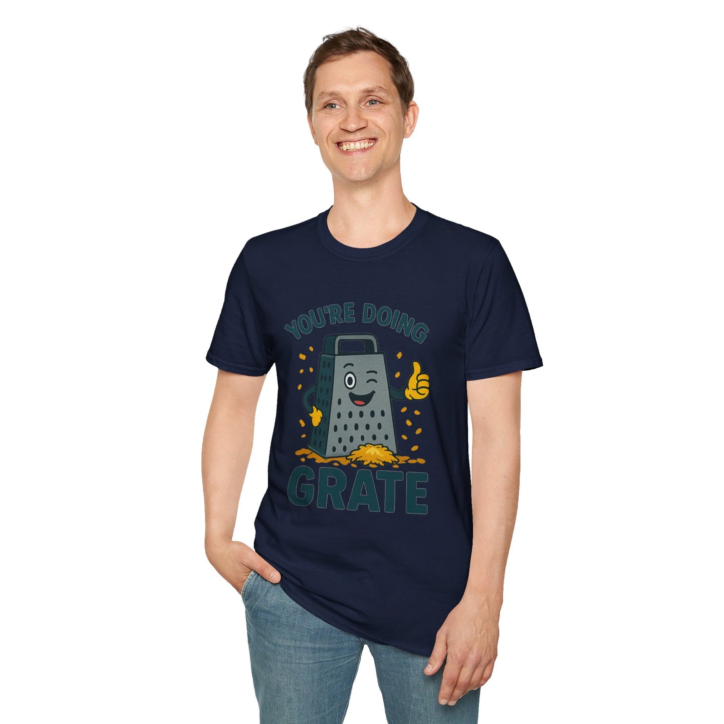 You’re Doing Grate Funny Cheese Grater Pun T-Shirt | Cute Kitchen Humor Graphic Tee | Encouragement Gift for Food & Pun Lovers