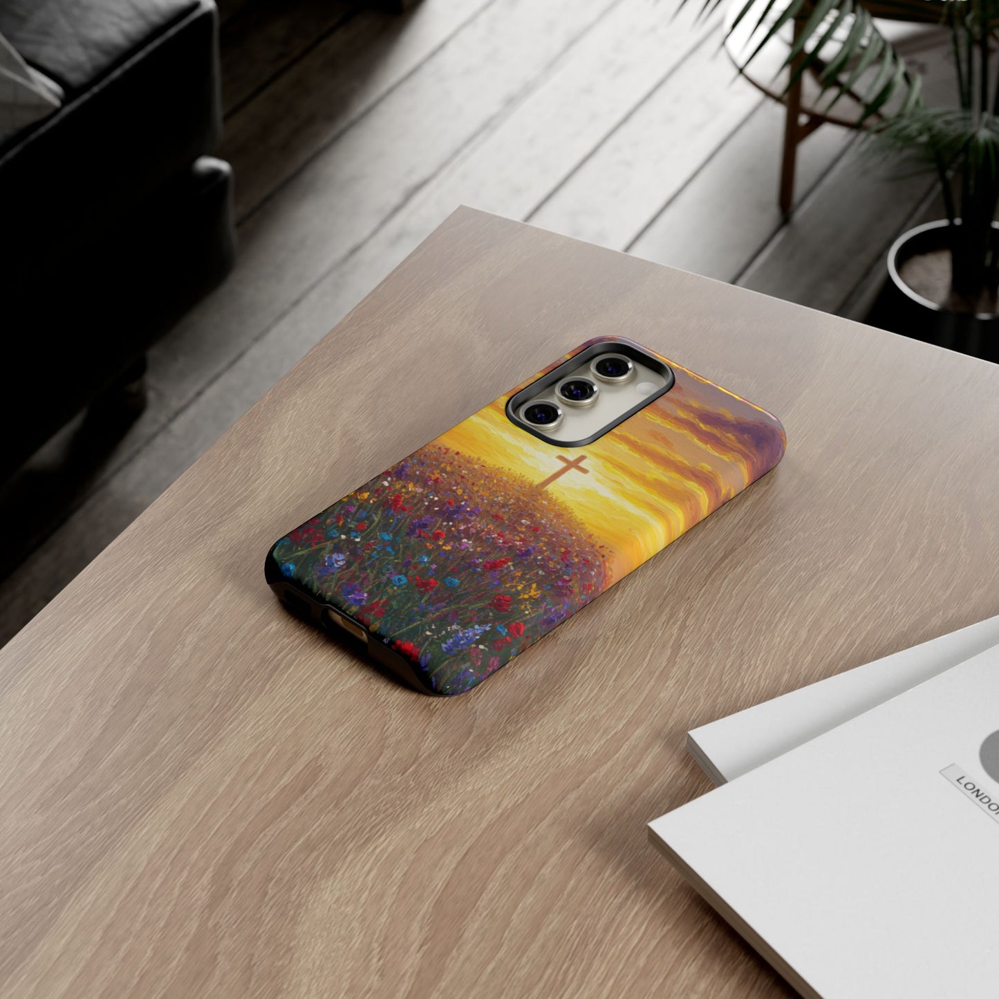 Samsung Phone Case - Monet Style Cross Christian Phone Case Spiritual Case Inspirational Samsung Case