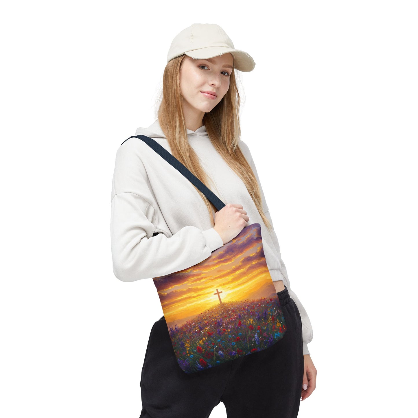 Cross Painted Tote Bag Christian Bag Inspirational Tote Spiritual Bag Religious Tote Bag