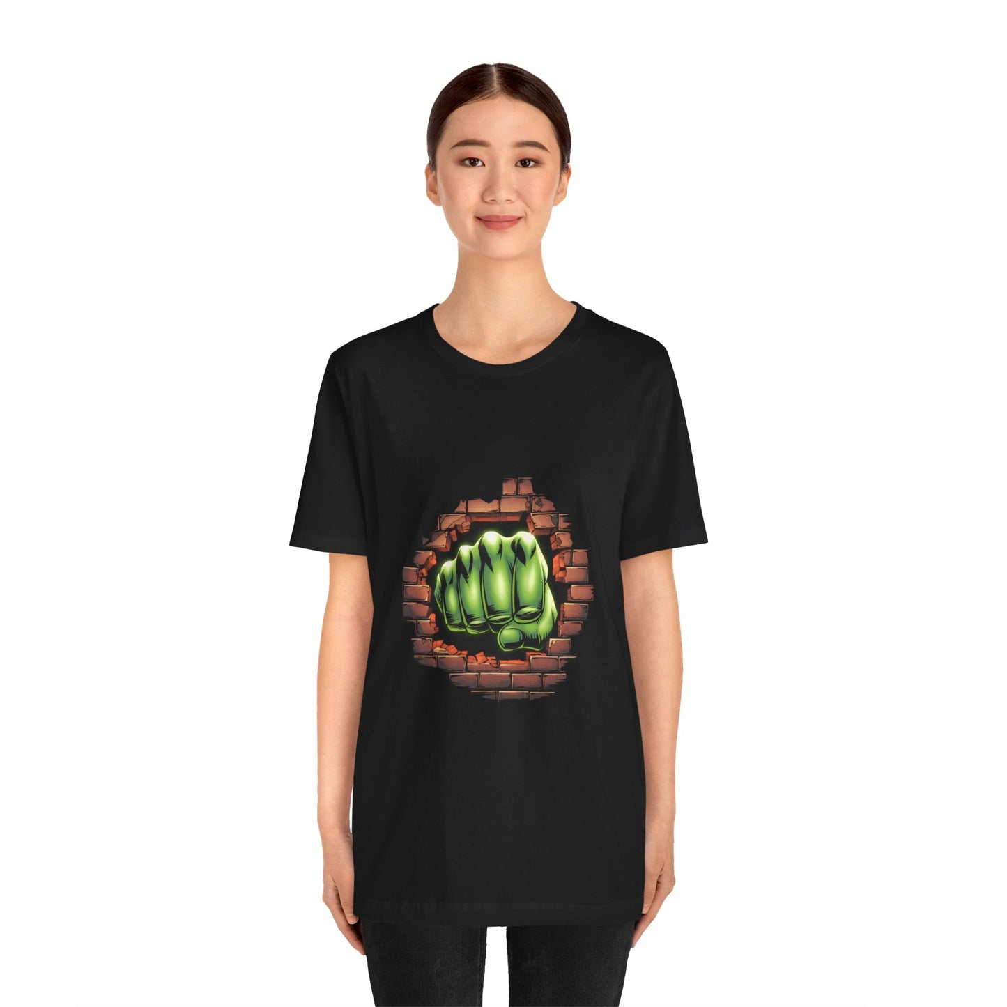 Green Hero Fist Graphic Tee – Superhero Shirt, Comic Pop Art, Gamer Gift, Y2K Dopamine Aesthetic, Funny Nerd Fashion, Unisex T‑shirt