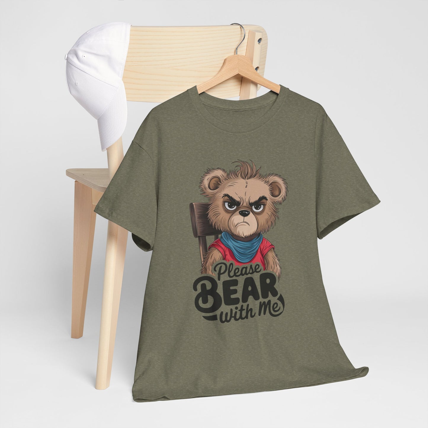 Grumpy Bear Graphic Tee – Please Bear With Me Shirt – Funny Animal T‑shirt – Sarcastic Humor Gift – Cute Bear Meme Art Tee