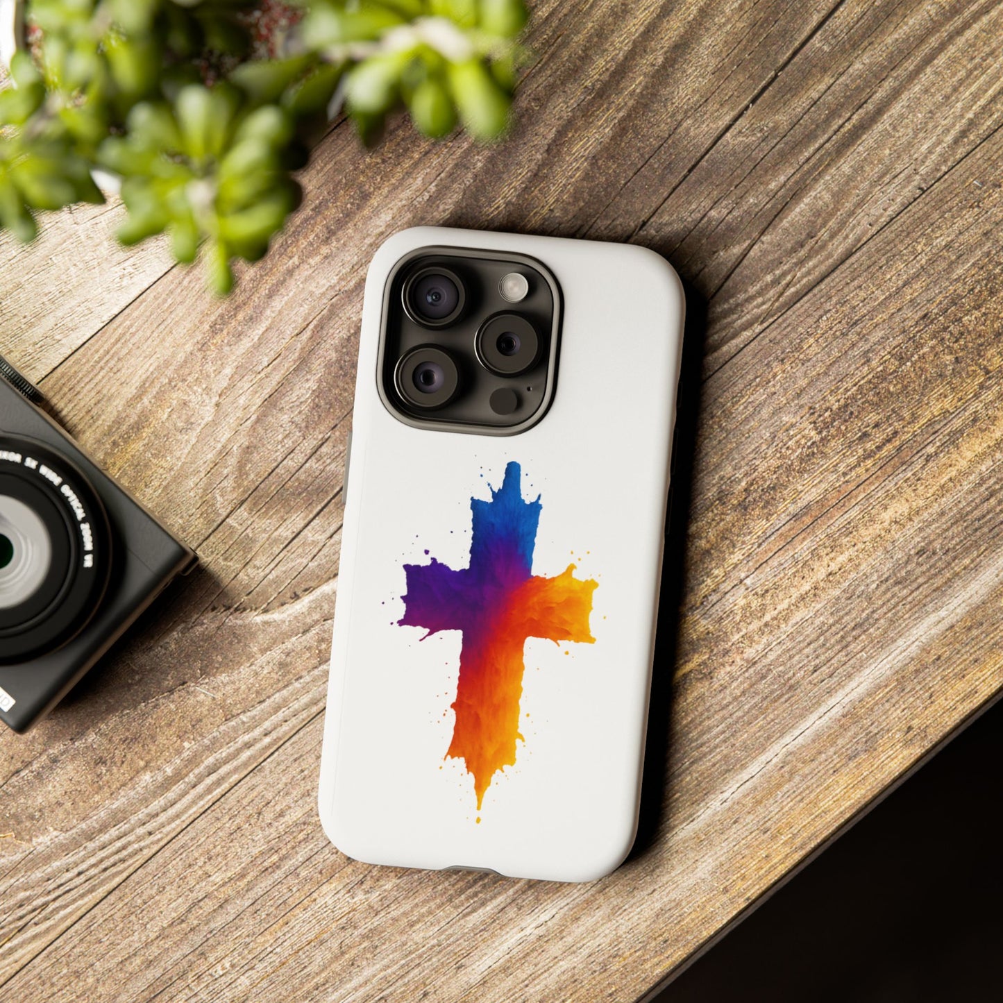 Christian iPhone Case – Watercolor Cross Phone Cover, Faith Gift for Her or Him, Inspirational iPhone Accessory
