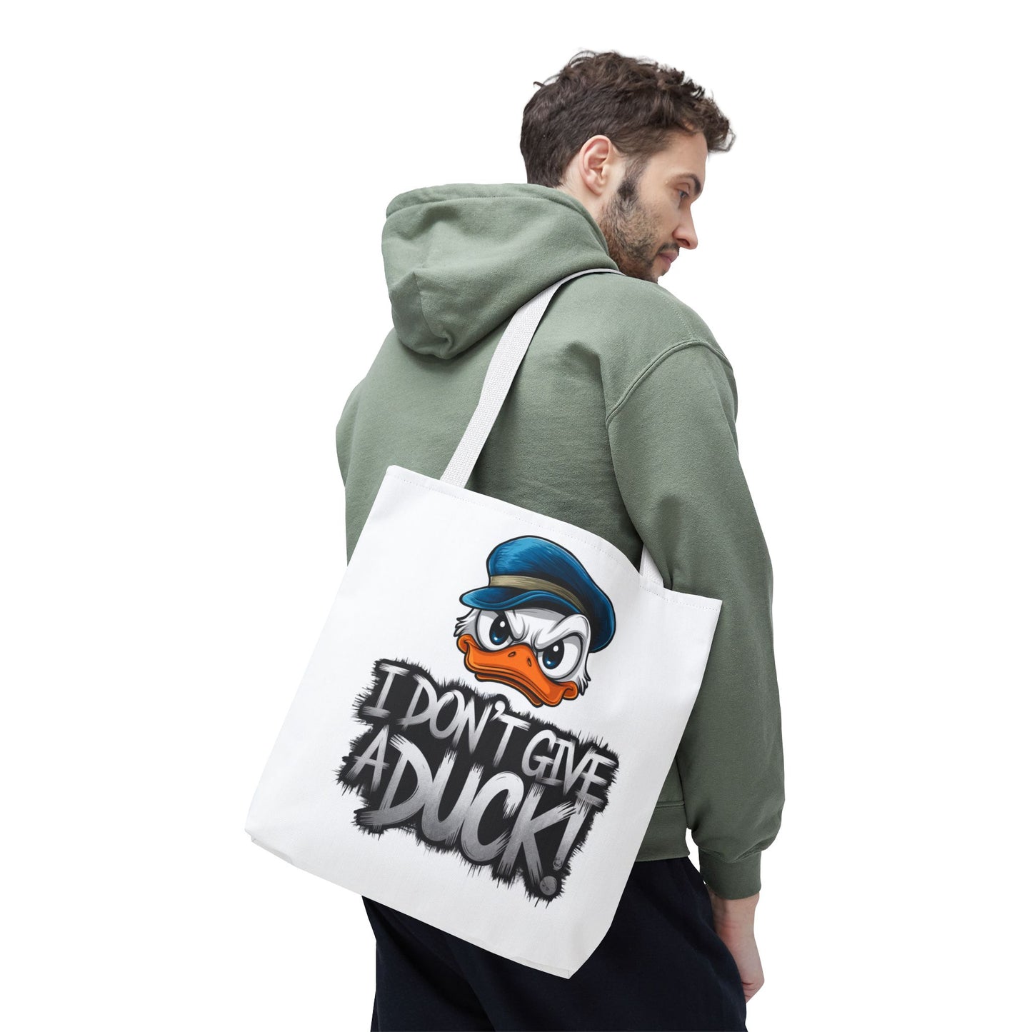 Funny Grumpy Duck Tote Bag | I Don’t Give A Duck Canvas Tote | Eco Reusable Cotton Gift Tote | Cute Animal Humor Market Bag