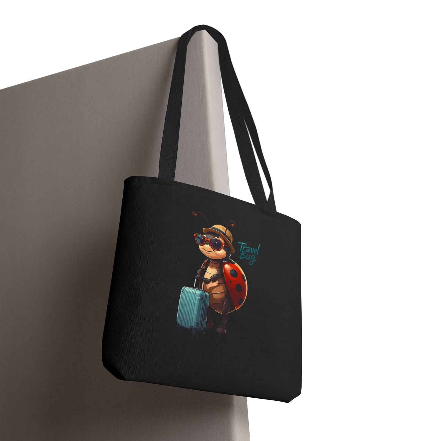 Travel Bug Tote Bag | Cute Ladybug with Suitcase Art Tote – Whimsical Travel Accessory, Aesthetic Canvas Bag | Gift for Travelers
