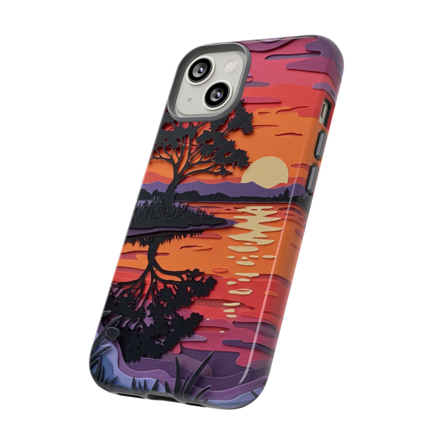 iPhone Case - Colorful Paper Art Sunset Design