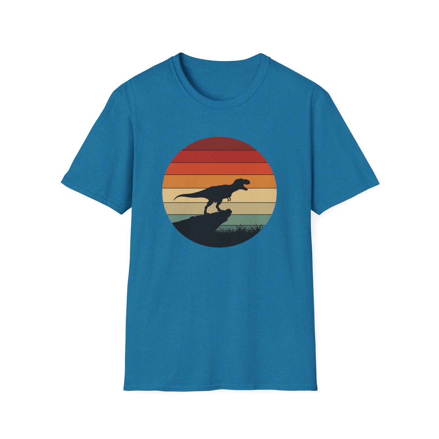Retro T-Rex Dinosaur Shirt for Men Women - Vintage Sunset Graphic Tee - Unisex Jurassic Gift Idea Funny Casual Dino T-Shirt