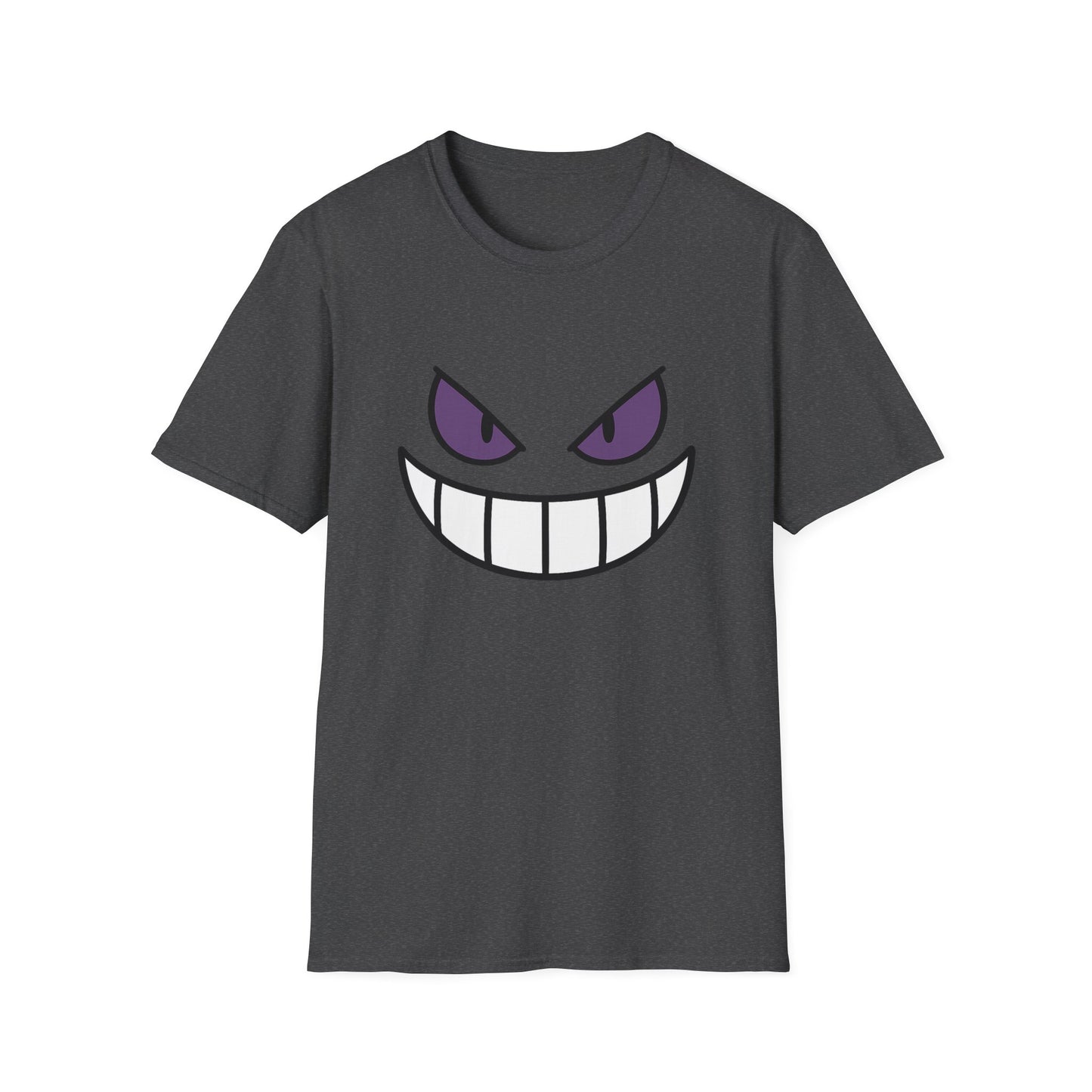 Mischievous Shadow Face Tee - Purple Eyes and Big Grin Graphic Shirt | Spooky Cute Gift, Retro Gaming Vibe, Funny Halloween Unisex Top