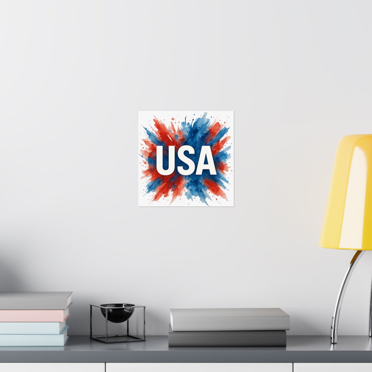 USA Watercolor Poster - Patriotic Red White and Blue Wall Art, 4th of July Decor, Ready-to-Frame American Pride Print