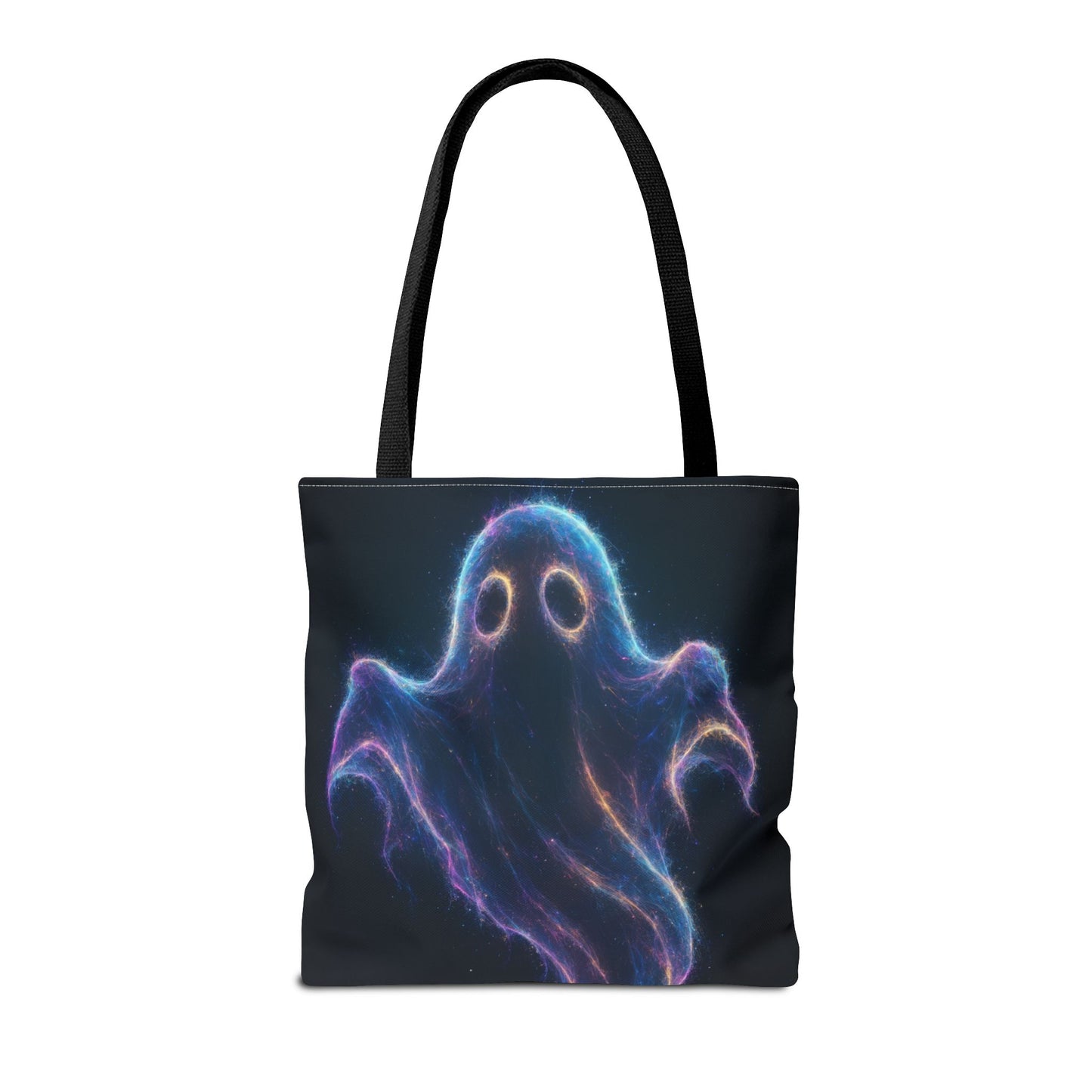 Neon Ghost Tote Bag, Spooky Halloween Canvas Tote, Glowing Cosmic Ghost Design Bag, Reusable Trick Or Treat Tote, Gothic Gift Accessory