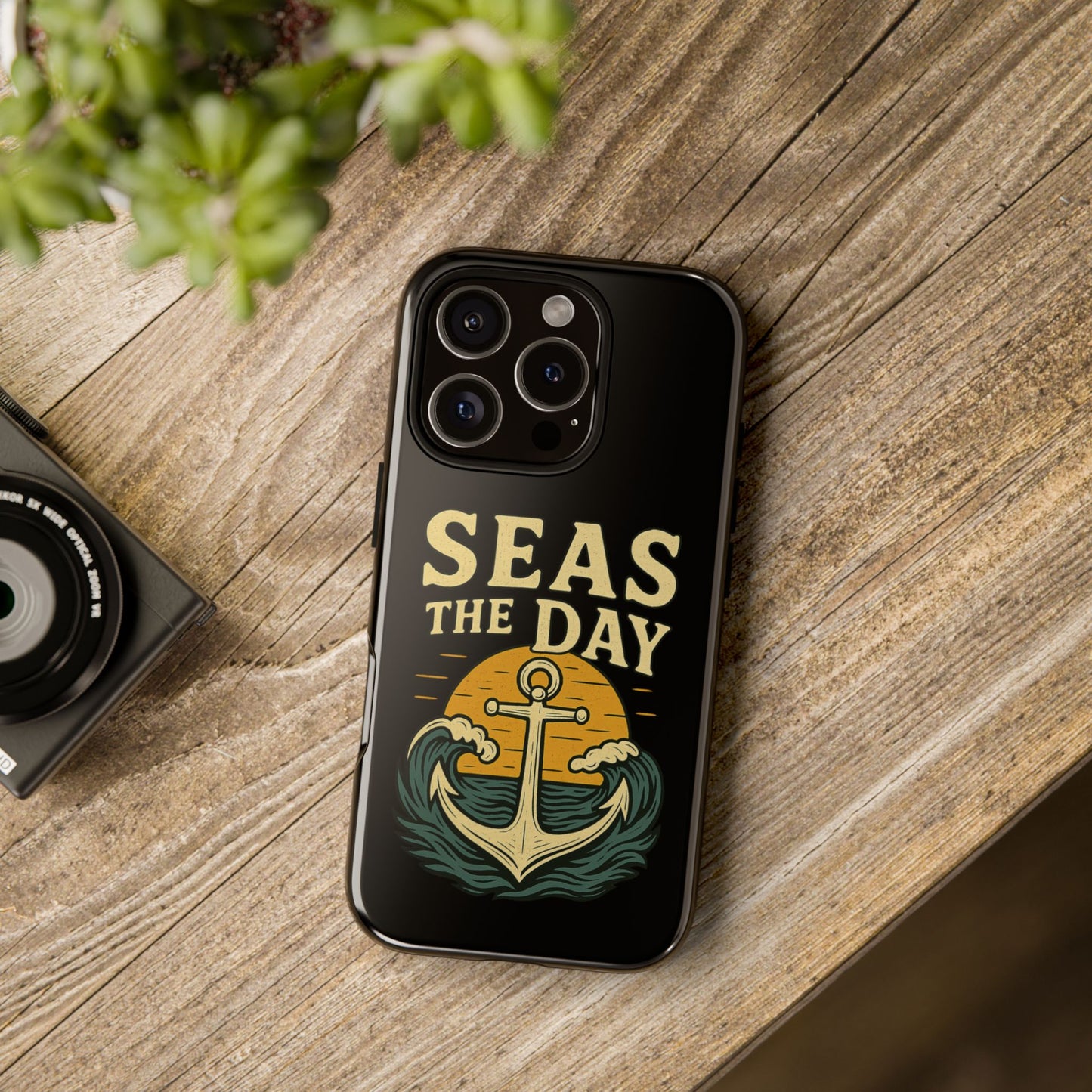 Seas the Day iPhone Case – Nautical Anchor Phone Cover – Ocean Pun Gift – Beach Lover iPhone Accessory – Summer Adventure Phone Case