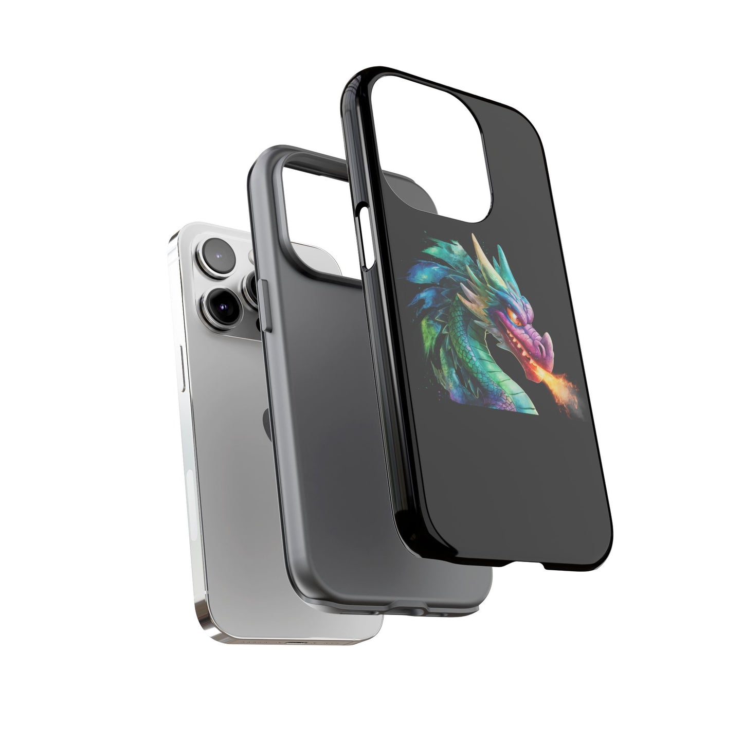 Dragon iPhone Case - Fantasy Fire-Breathing Art Protective Cover - Bookish Dark Academia Aesthetic Gift for Teens and Adults