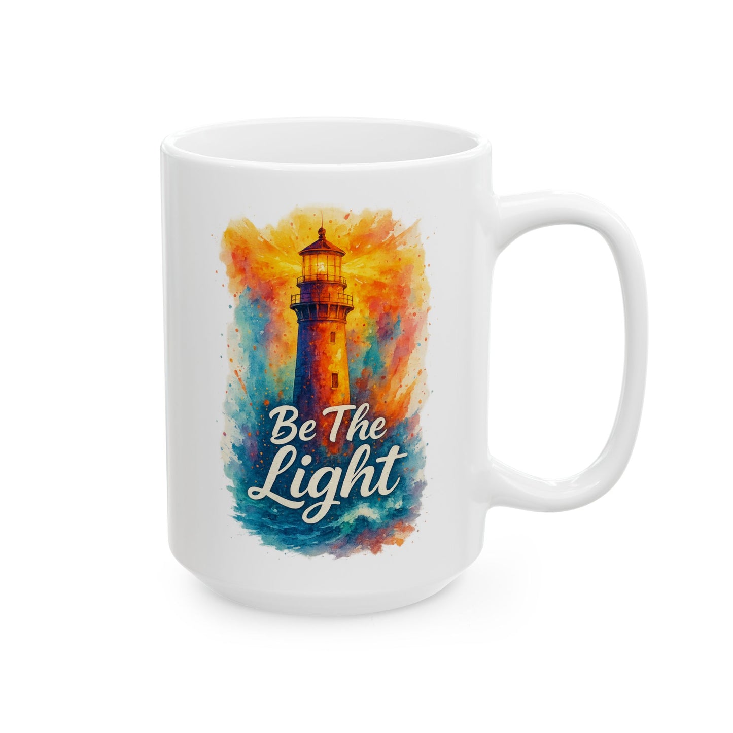 Be the Light Lighthouse Mug - Inspirational Ceramic Coffee Cup | Motivational Gift for Him, Her, Graduation, New Job