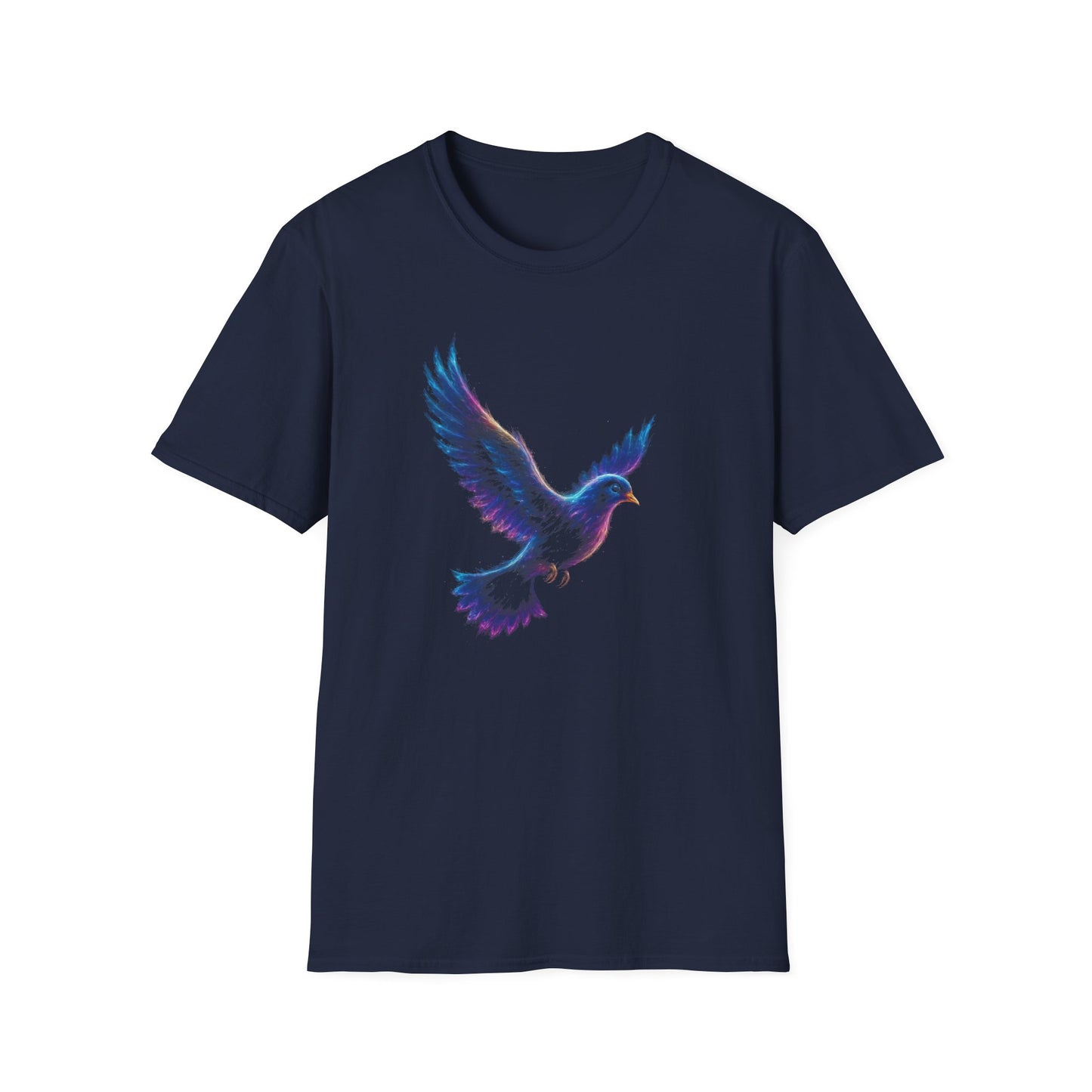 Abstract Dove Graphic Tee | Neon Spiritual Bird T-Shirt, Christian Symbol of Peace, Colorful Artsy Faith Shirt, Unique Religious Gift