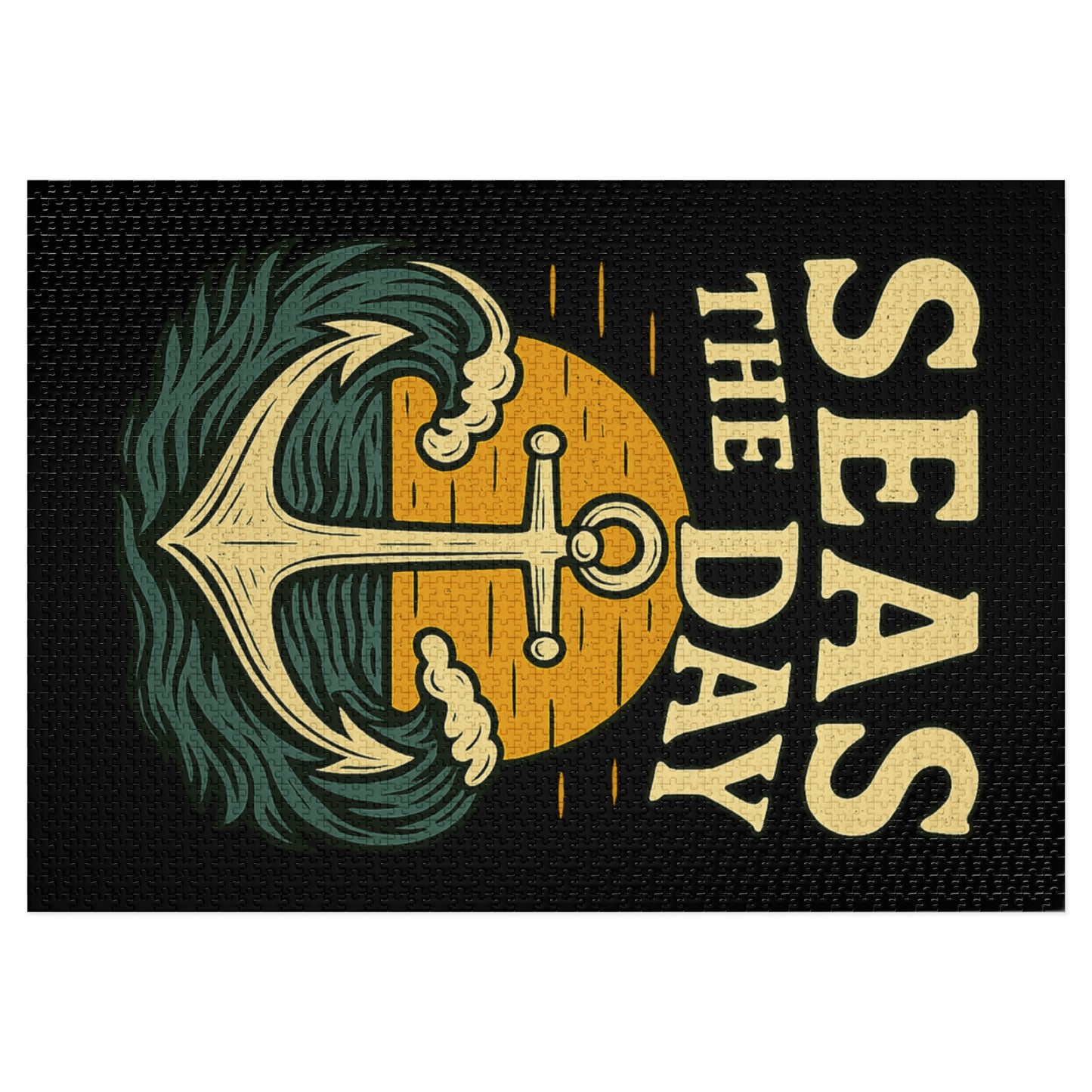 Seas the Day Puzzle – Nautical Jigsaw Puzzle with Anchor Design, Ocean Quote Gift for Puzzle Fans & Coastal Decor Lovers