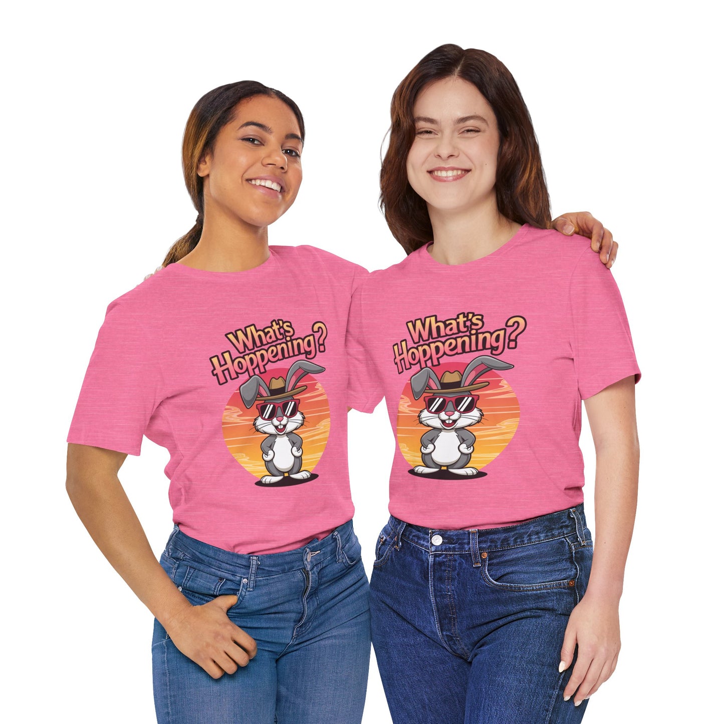 What’s Hoppening Funny Bunny Shirt – Cute Rabbit Pun T-Shirt – Sunset Graphic Tee for Animal Lovers, Easter, and Pun Enthusiasts